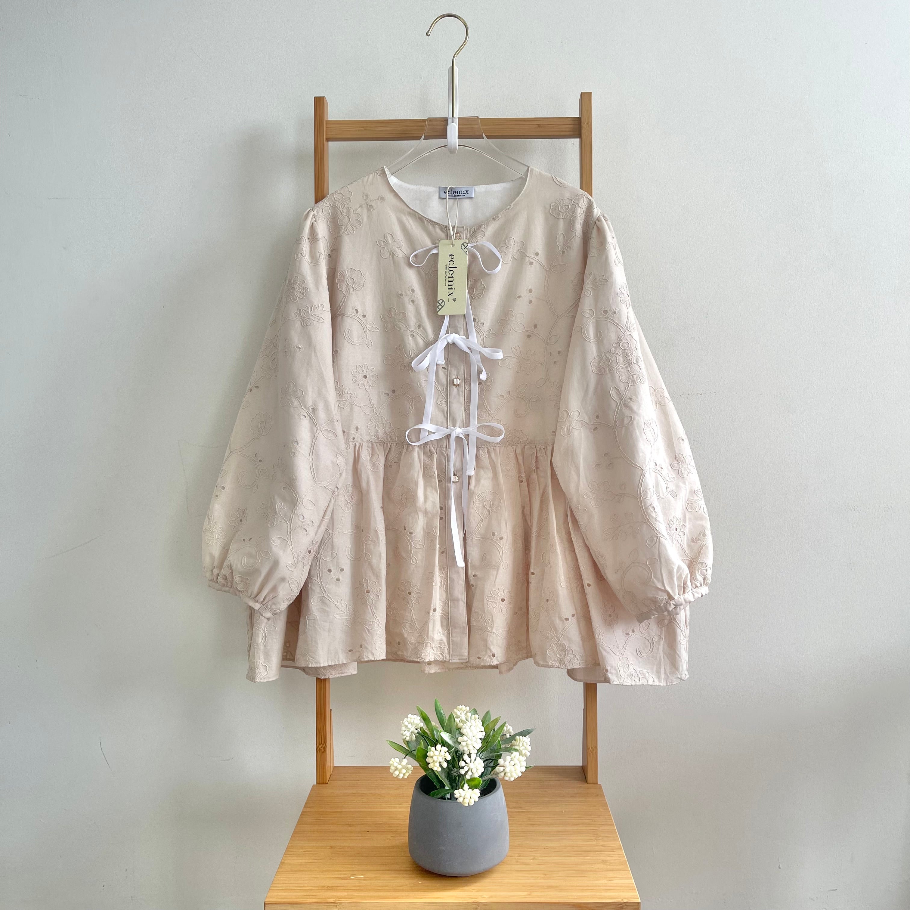 Image of Eclemix Top Omari | Atasan Wanita Kancing Depan Bowtie Pita