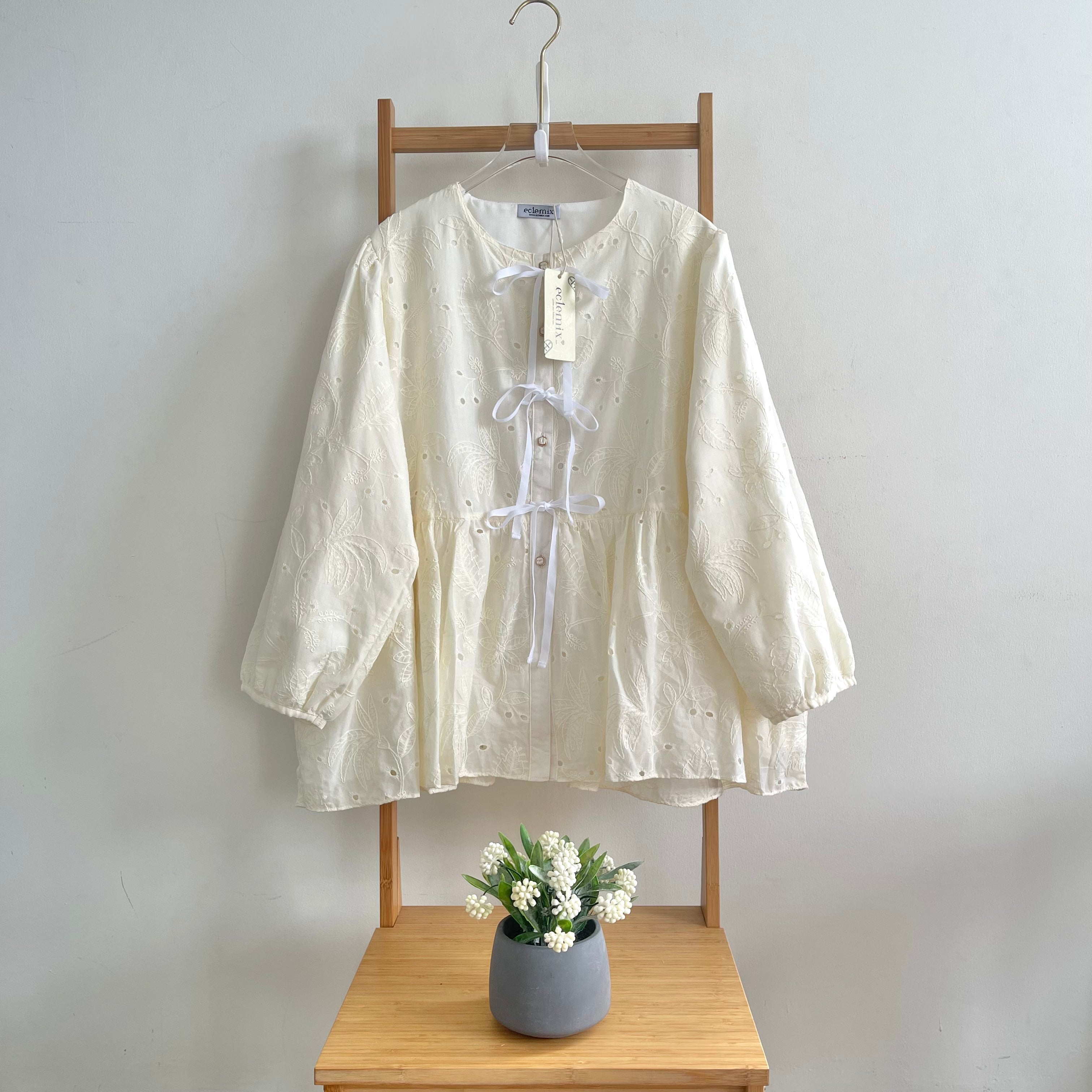 Image of Eclemix Top Omari | Atasan Wanita Kancing Depan Bowtie Pita