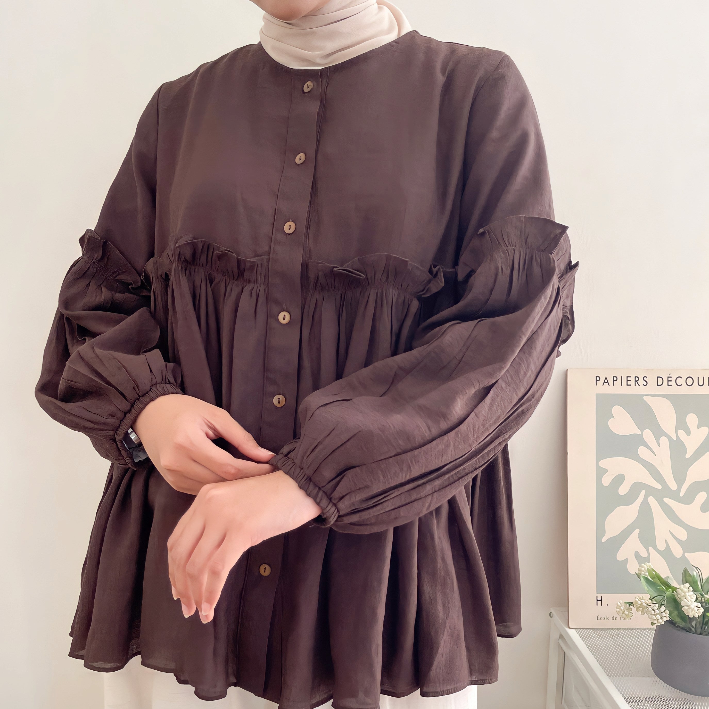 Image of Eclemix Atasan Wanita Loose Babydoll Ruffle Namia Top