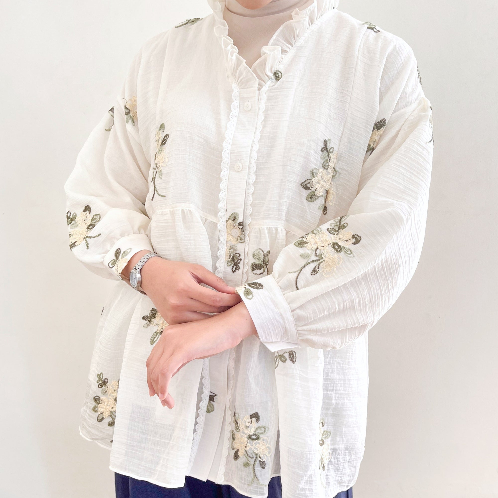 Image of Eclemix Top Elara | Atasan Wanita Blouse Polos Kerah Frill