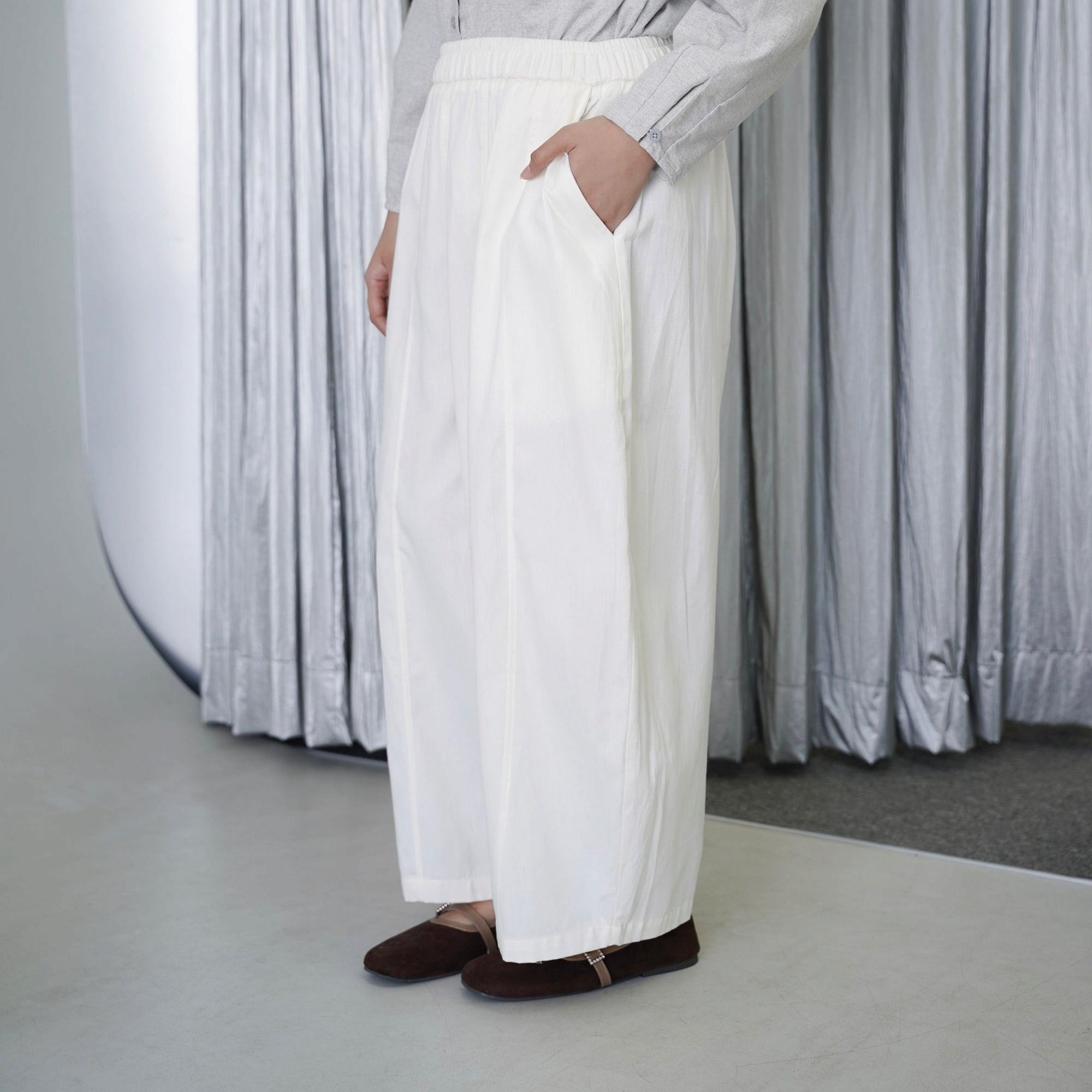 Image of Eclemix Rumi Pants celana panjang barrel wanita detail produk