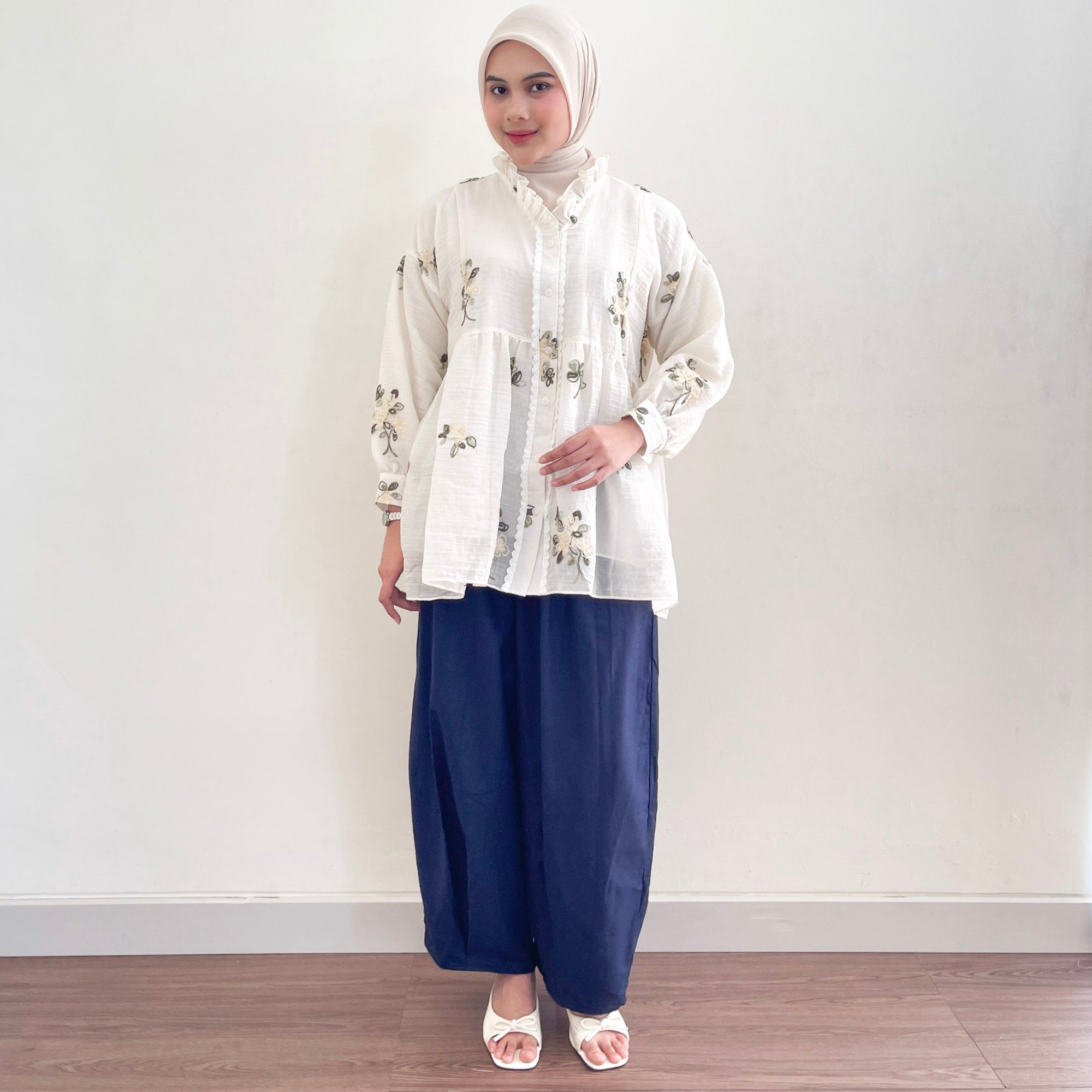 Image of Eclemix Top Elara | Atasan Wanita Blouse Polos Kerah Frill