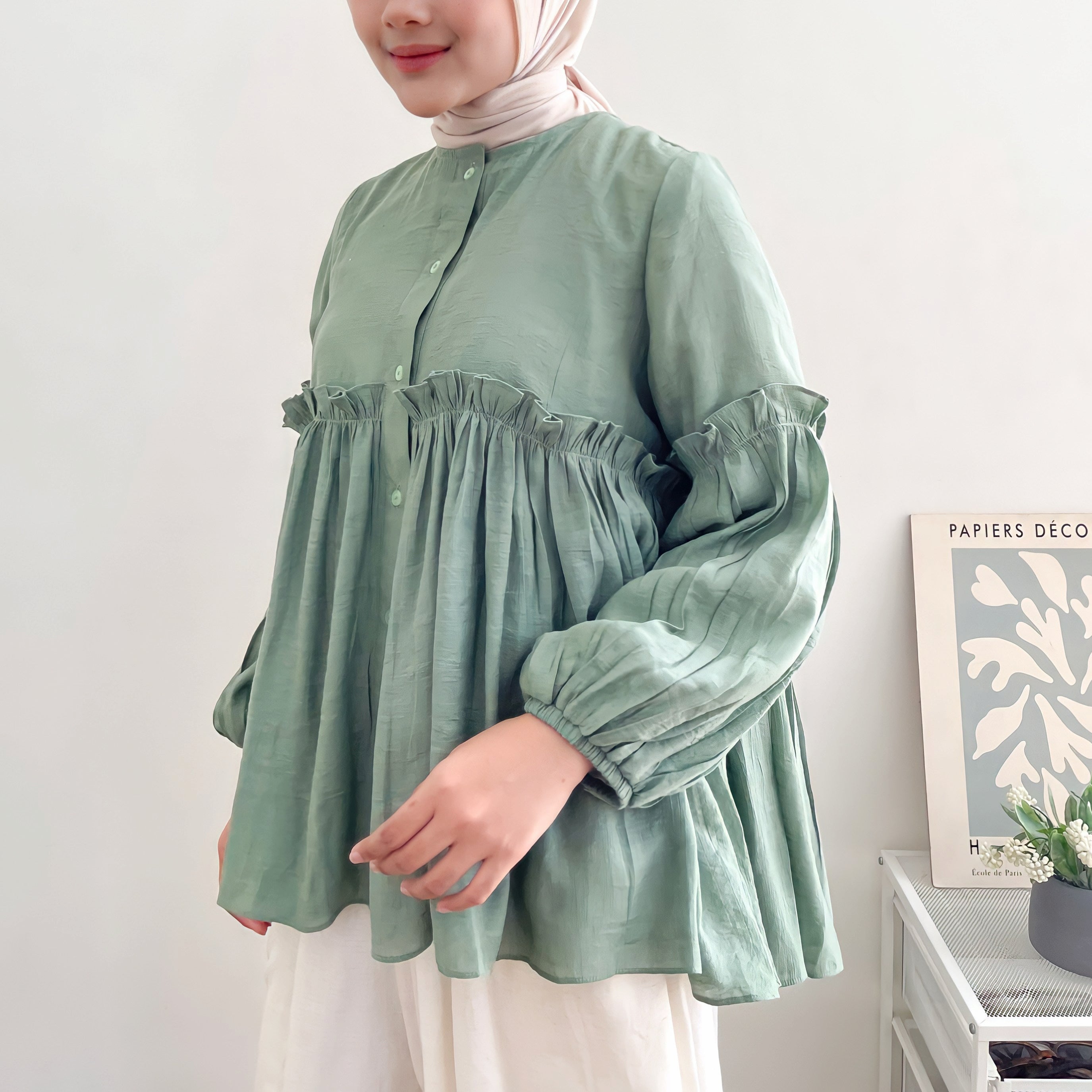 Image of Eclemix Atasan Wanita Loose Babydoll Ruffle Namia Top