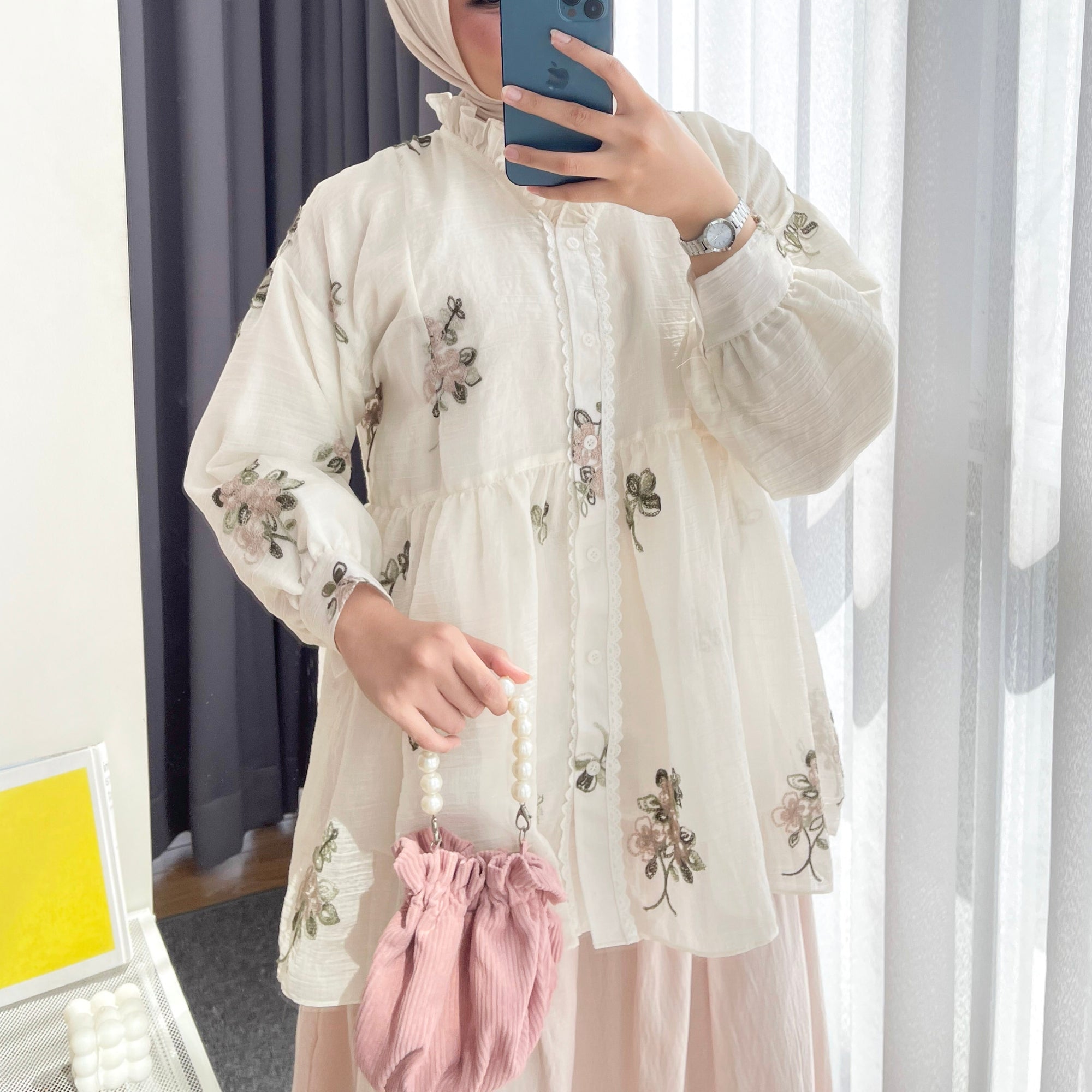 Image of Eclemix Top Elara | Atasan Wanita Blouse Polos Kerah Frill