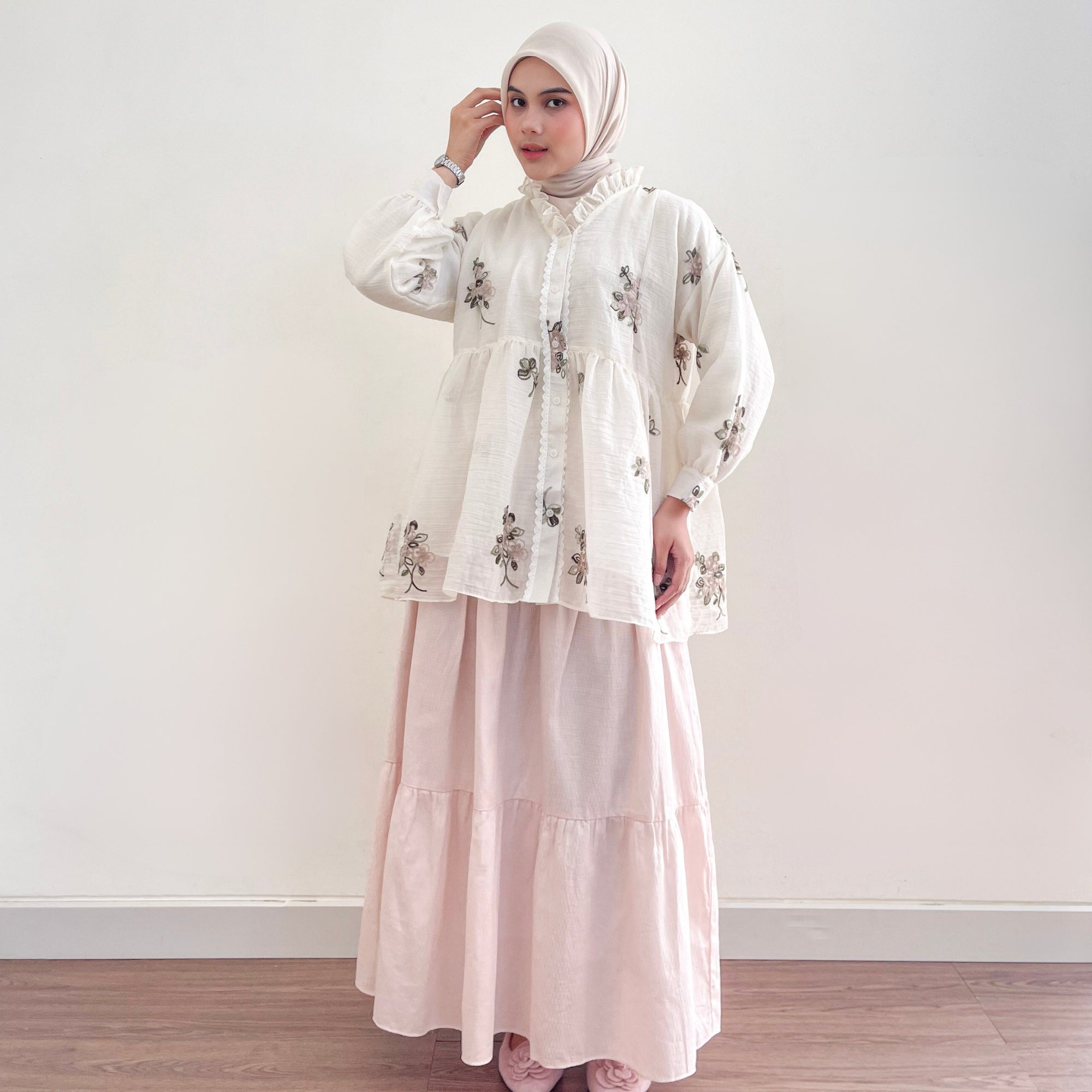Image of Eclemix Top Elara | Atasan Wanita Blouse Polos Kerah Frill