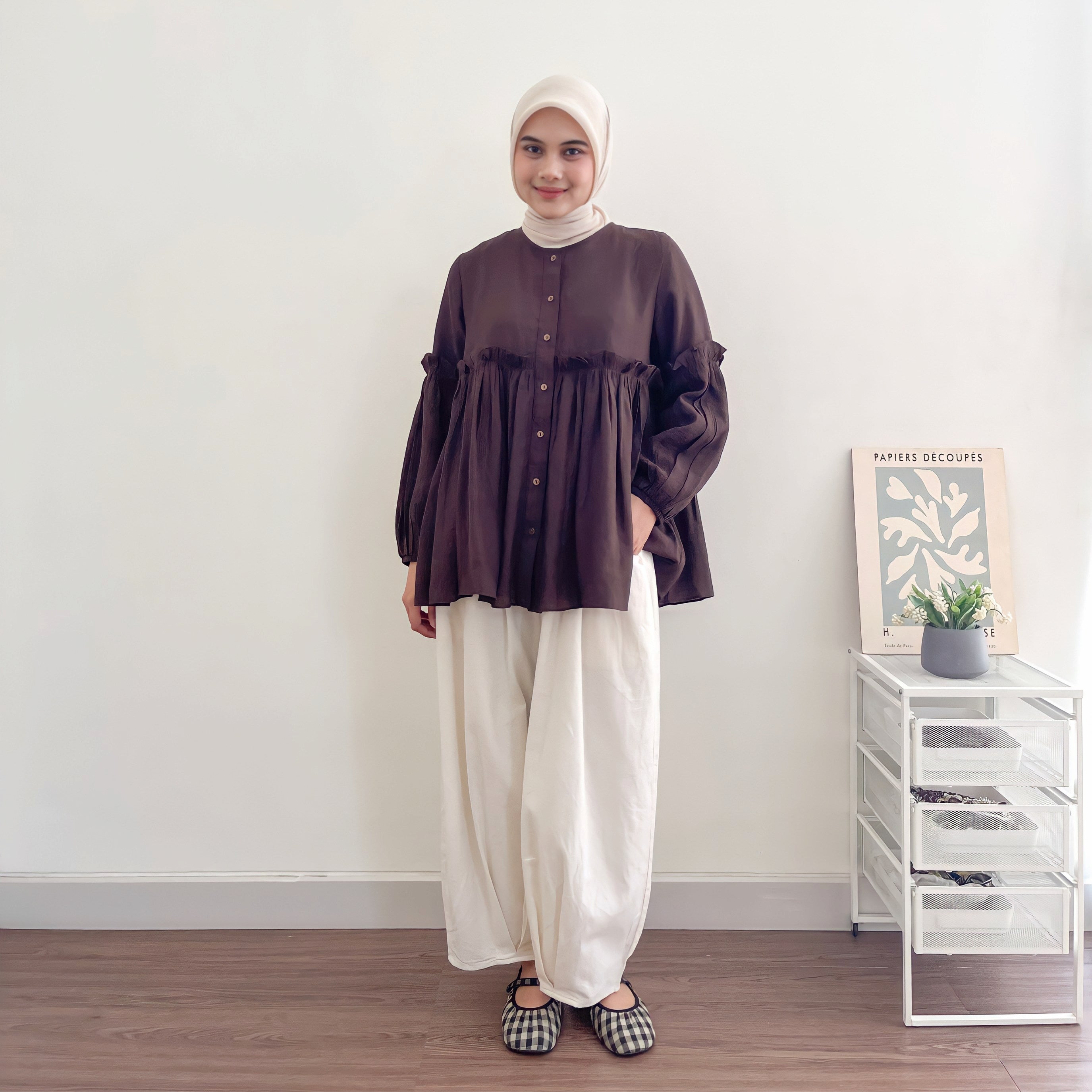 Image of Eclemix Atasan Wanita Loose Babydoll Ruffle Namia Top