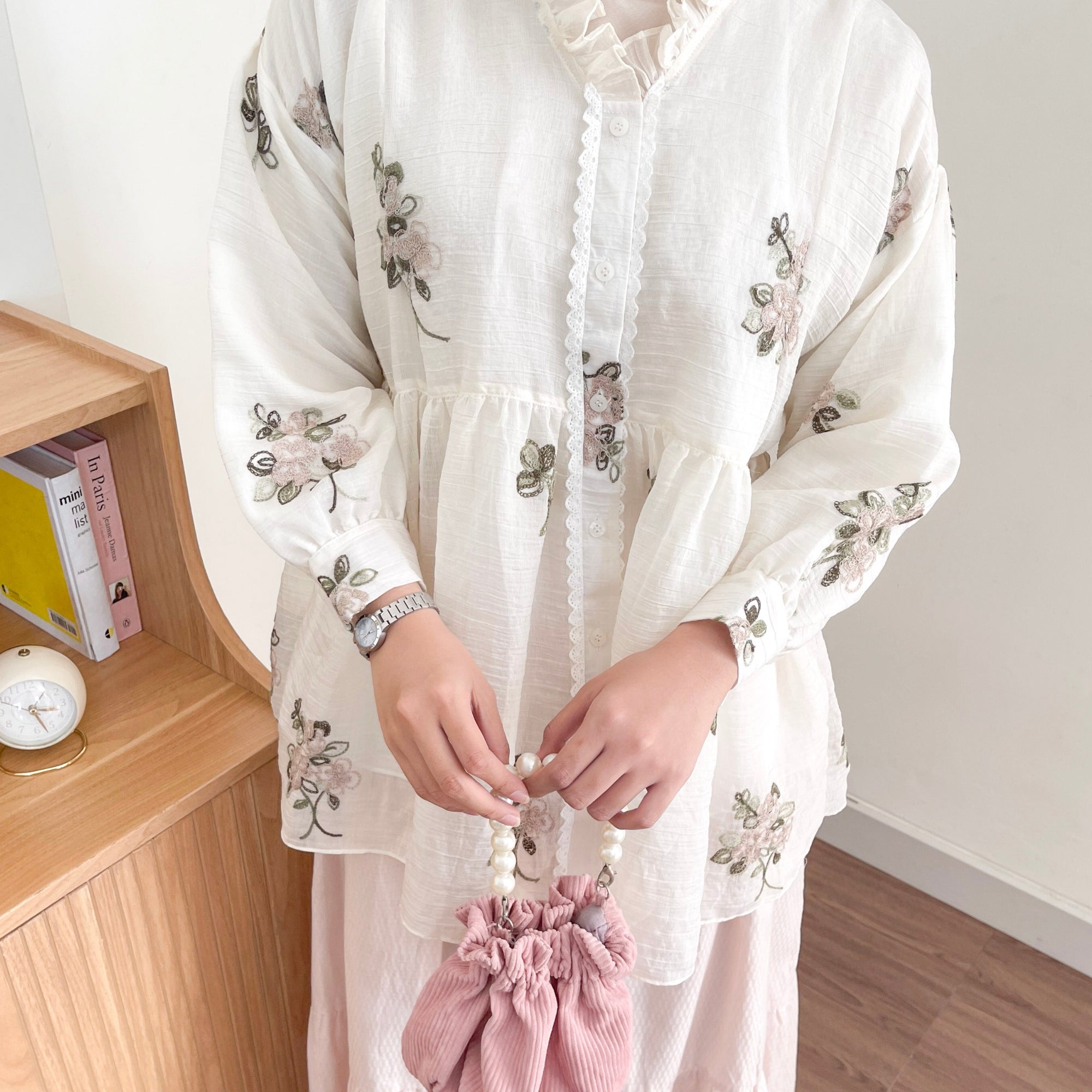 Image of Eclemix Top Elara | Atasan Wanita Blouse Polos Kerah Frill