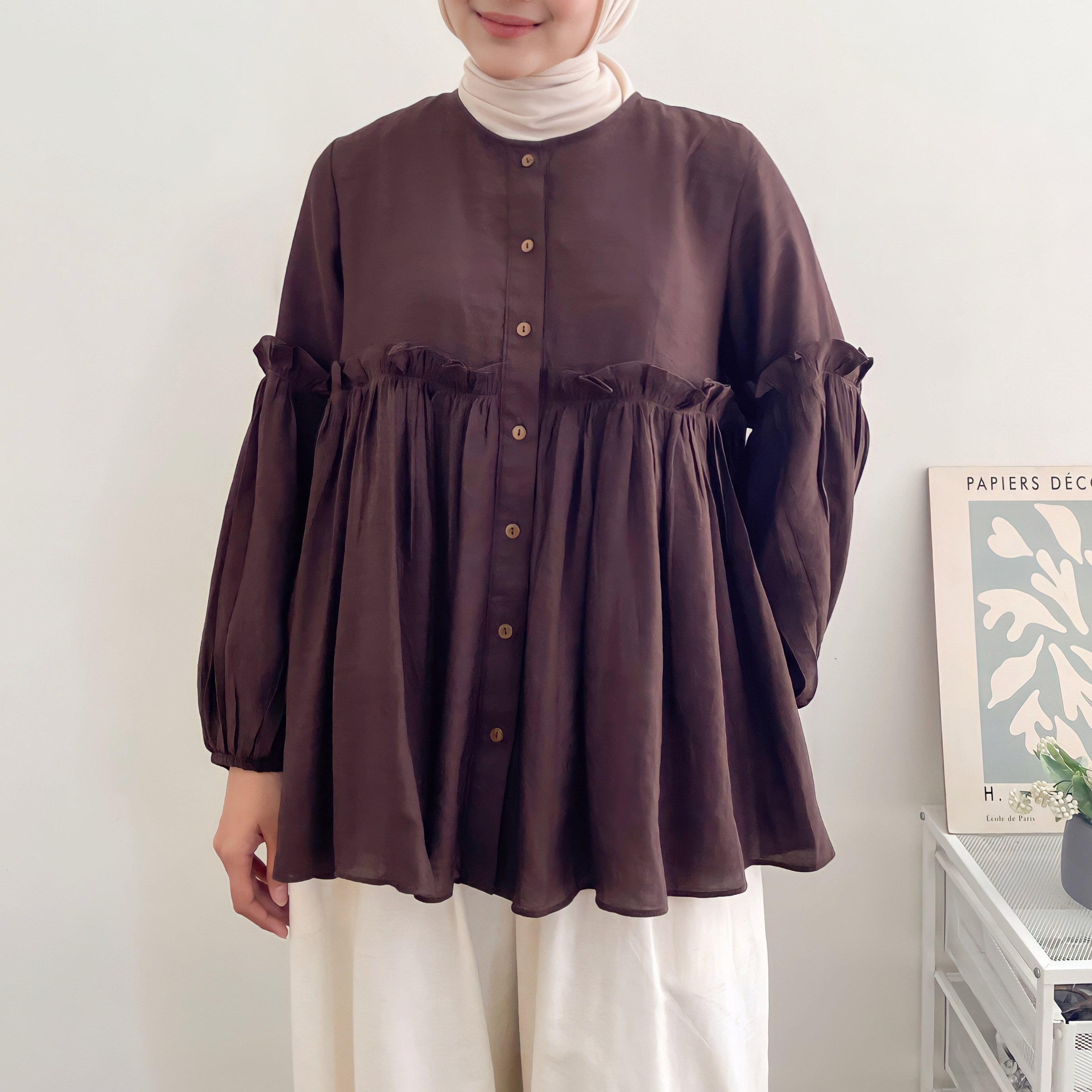 Image of Eclemix Atasan Wanita Loose Babydoll Ruffle Namia Top