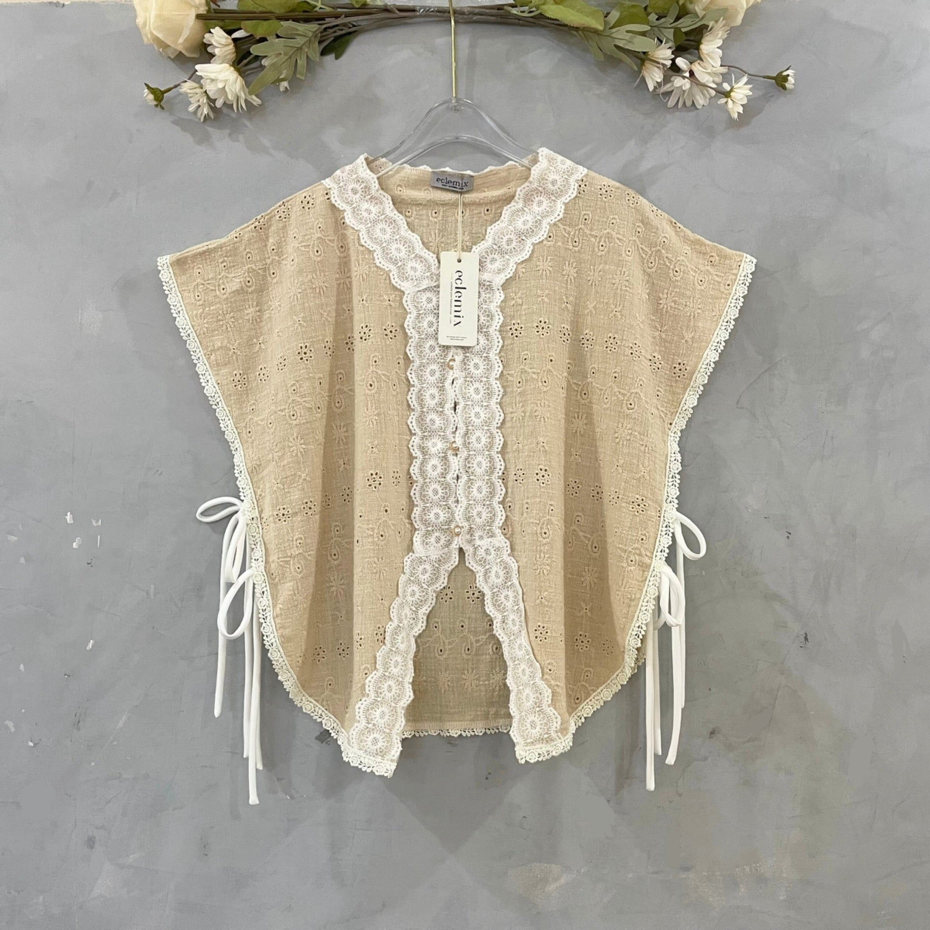 Eclemix Outer Maurin | Vest Brokat Bunga | Outer Panjang Brukat Tanpa Lengan