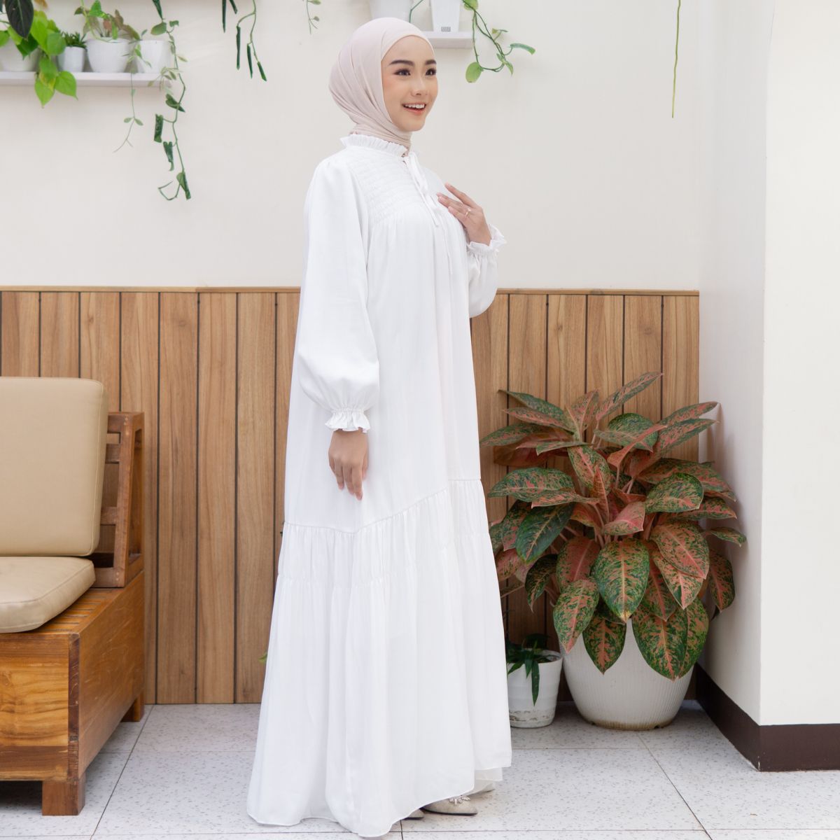 Image of Eclemix Dress Alana | Gamis Wanita Polos Kerah Tali