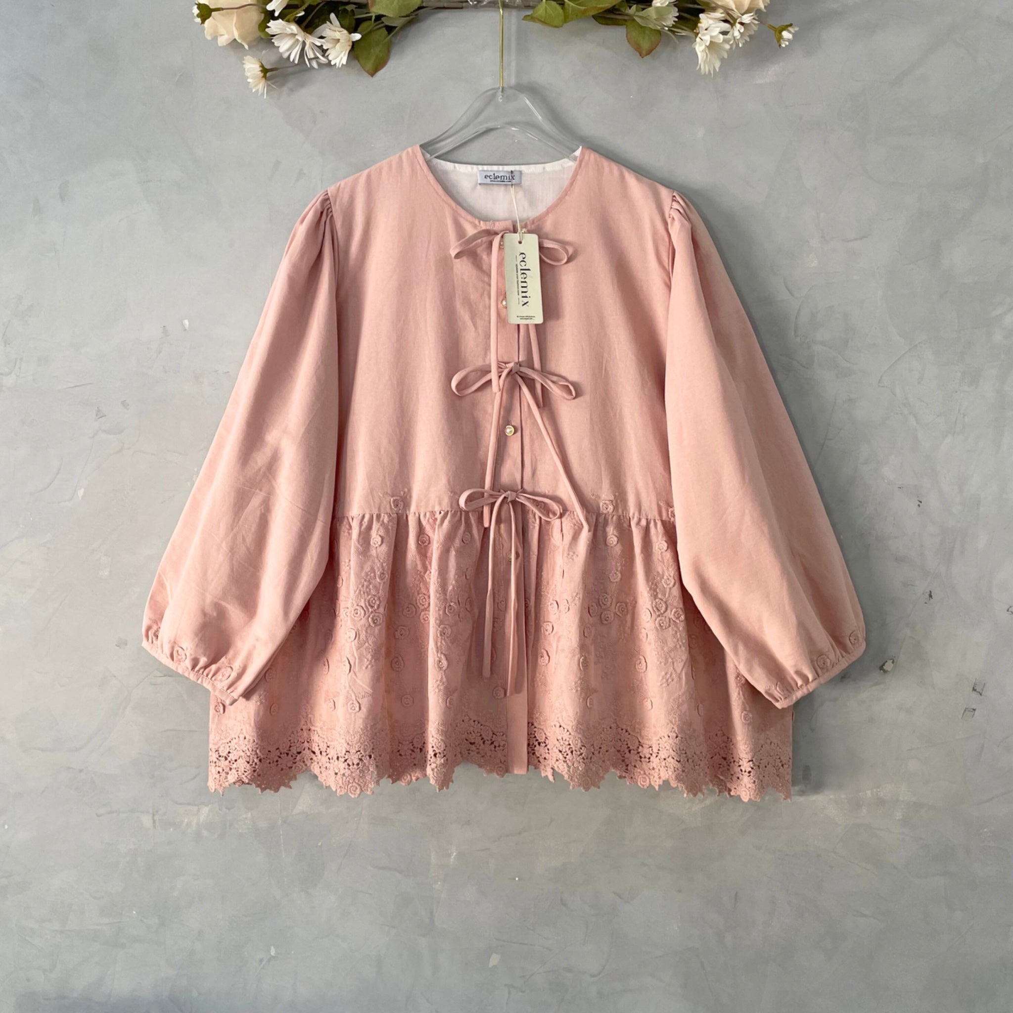 Eclemix Top Omari | Atasan Wanita Kancing Depan Bowtie Pita