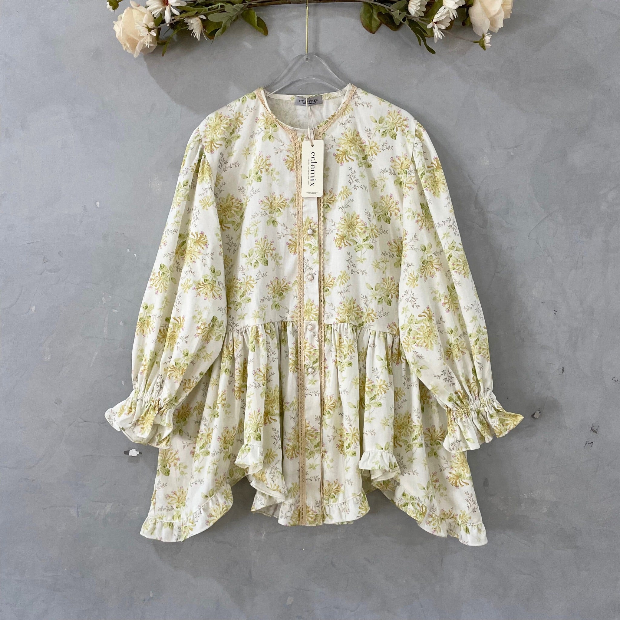 Eclemix Top Hyona | Atasan Wanita Blouse Ruffle Lengan Balon