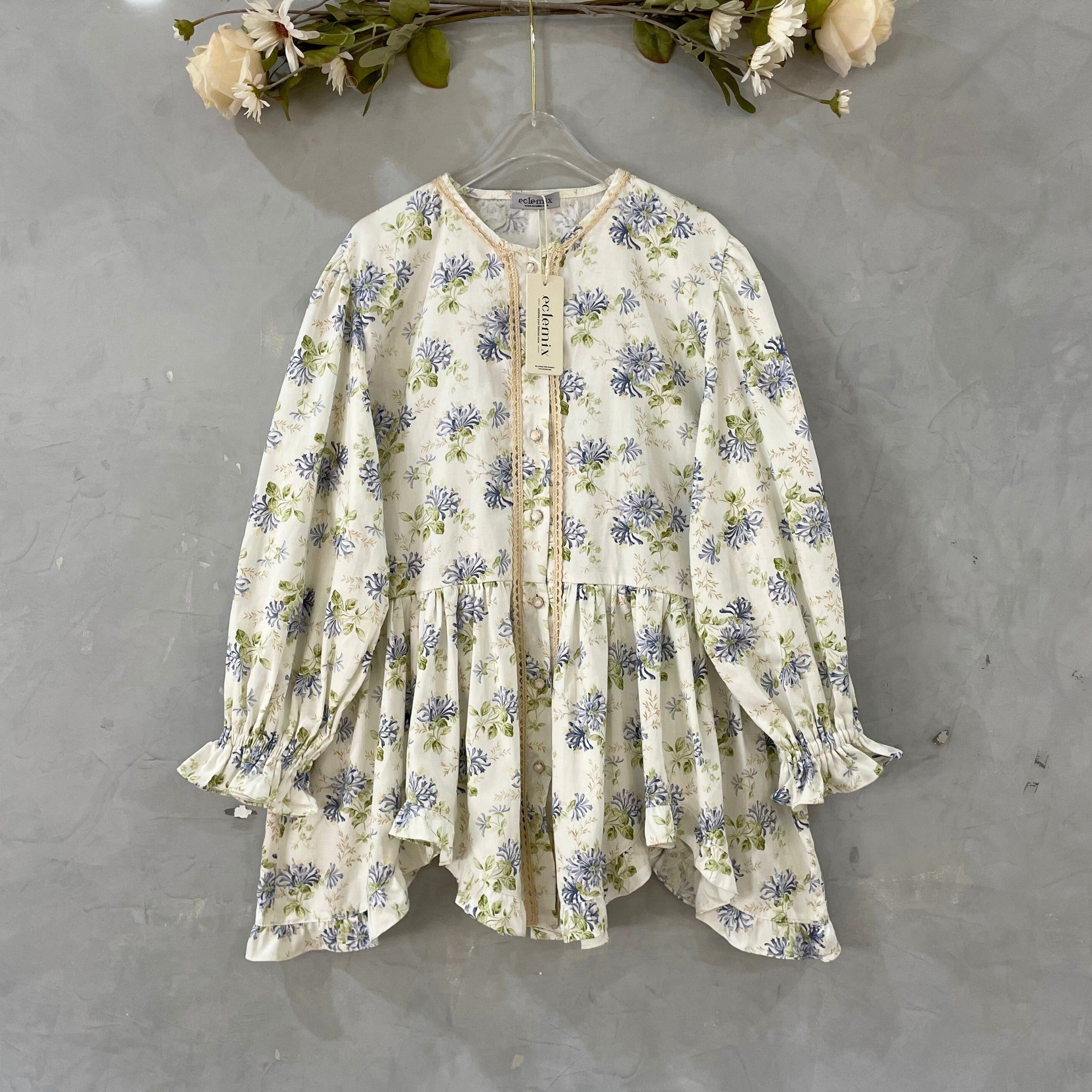 Eclemix Top Hyona | Atasan Wanita Blouse Ruffle Lengan Balon