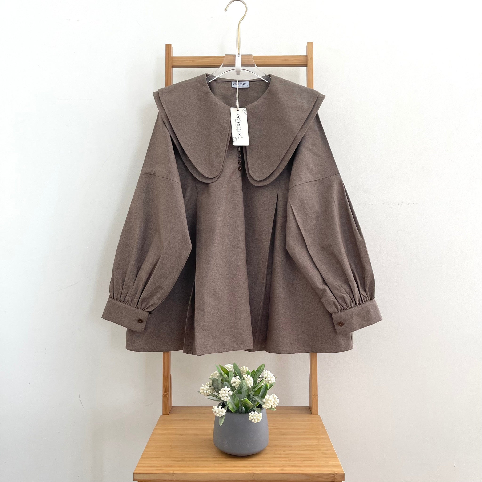 Eclemix Top Numa | Atasan Wanita Blouse Kerah Tumpuk