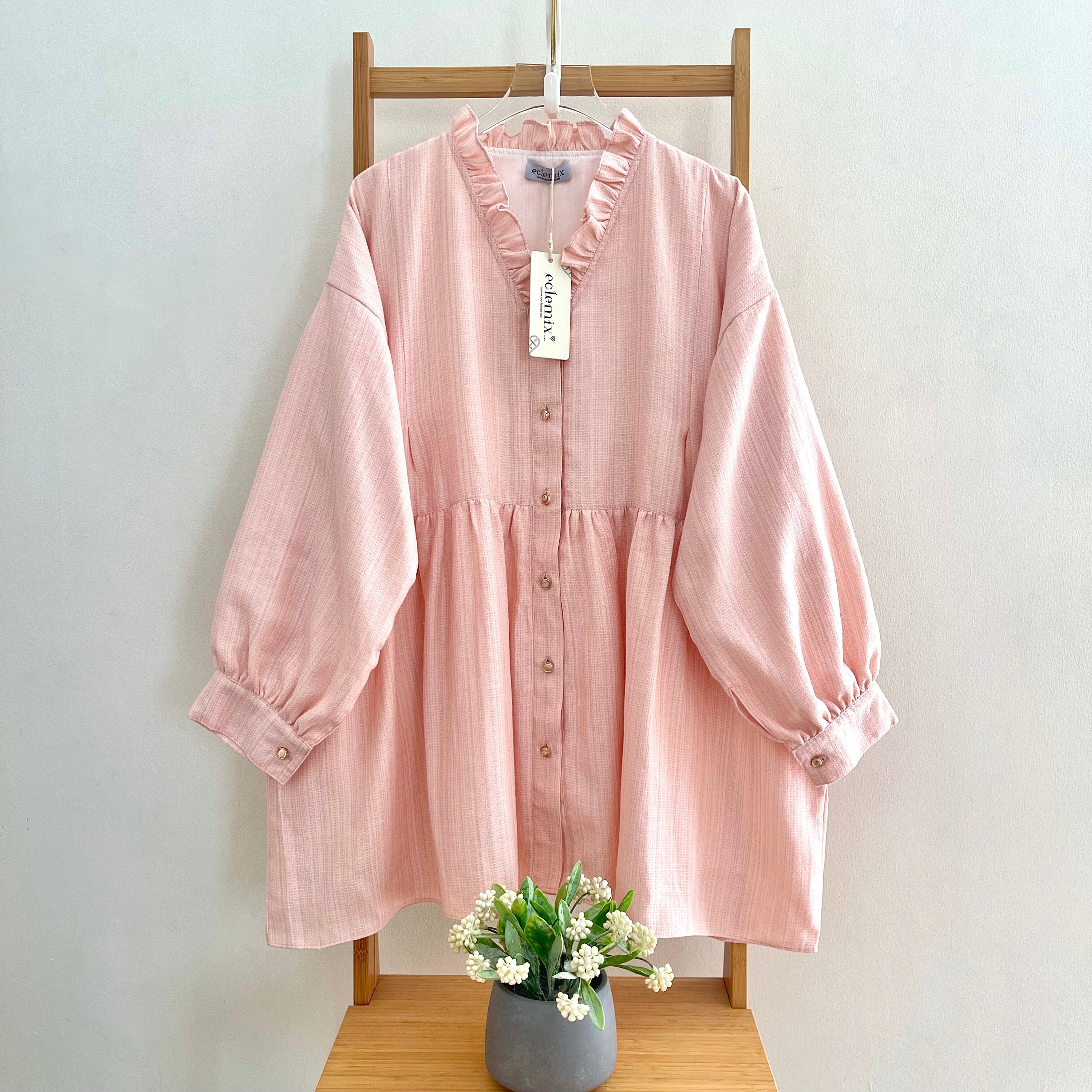 Image of Eclemix Top Elara | Atasan Wanita Blouse Polos Kerah Frill