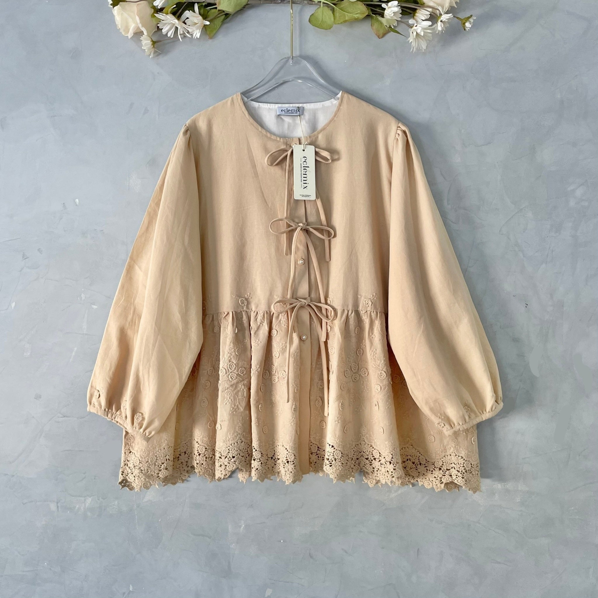 Image of Eclemix Top Omari | Atasan Wanita Kancing Depan Bowtie Pita