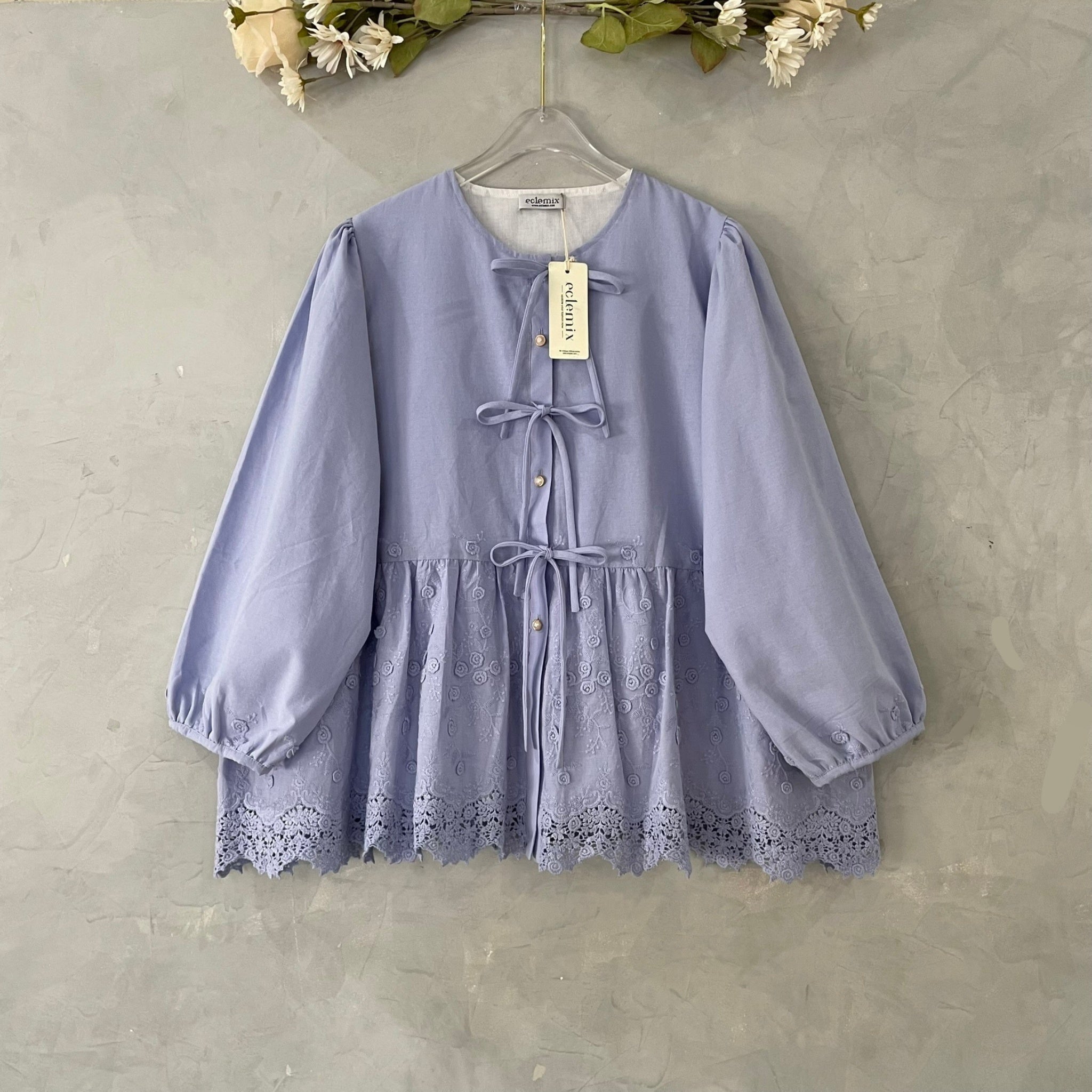 Eclemix Top Omari | Atasan Wanita Kancing Depan Bowtie Pita
