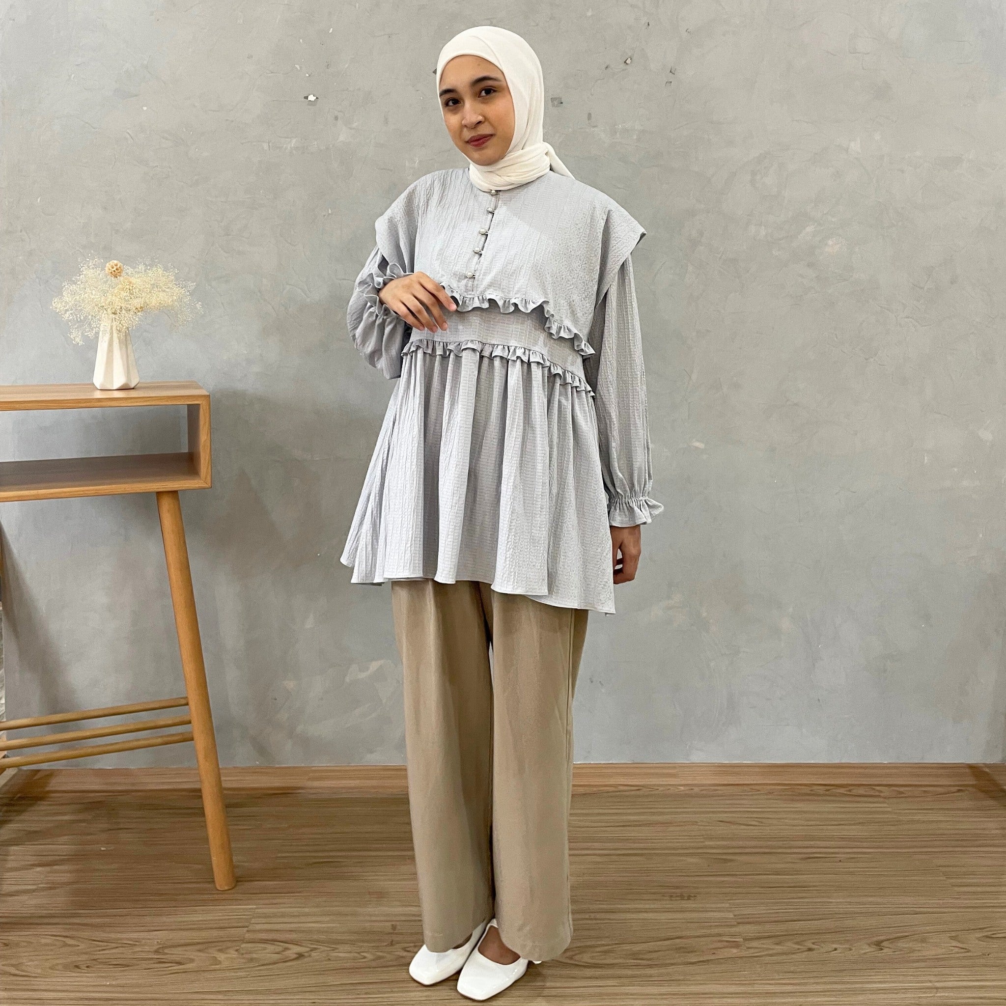 Eclemix Top Rura | Atasan Wanita Blouse Layer Lengan Balon