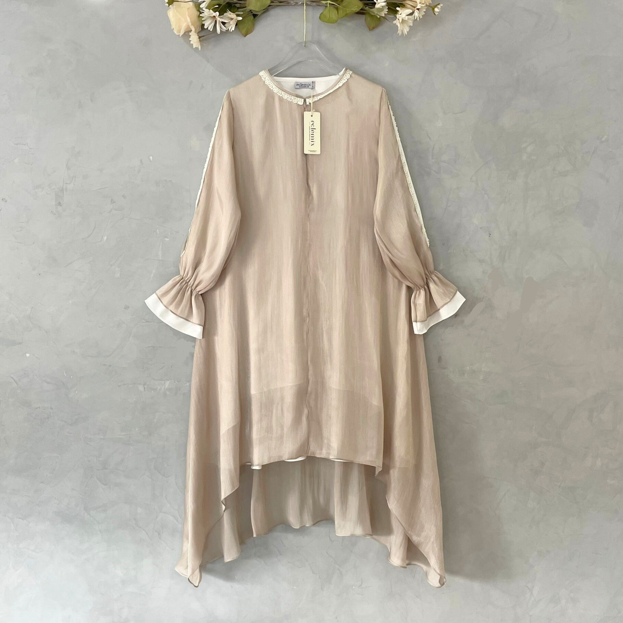 Eclemix Tunic Reya | Atasan Wanita Tunic Mewah Resleting Depan | Baju Pesta Kondangan