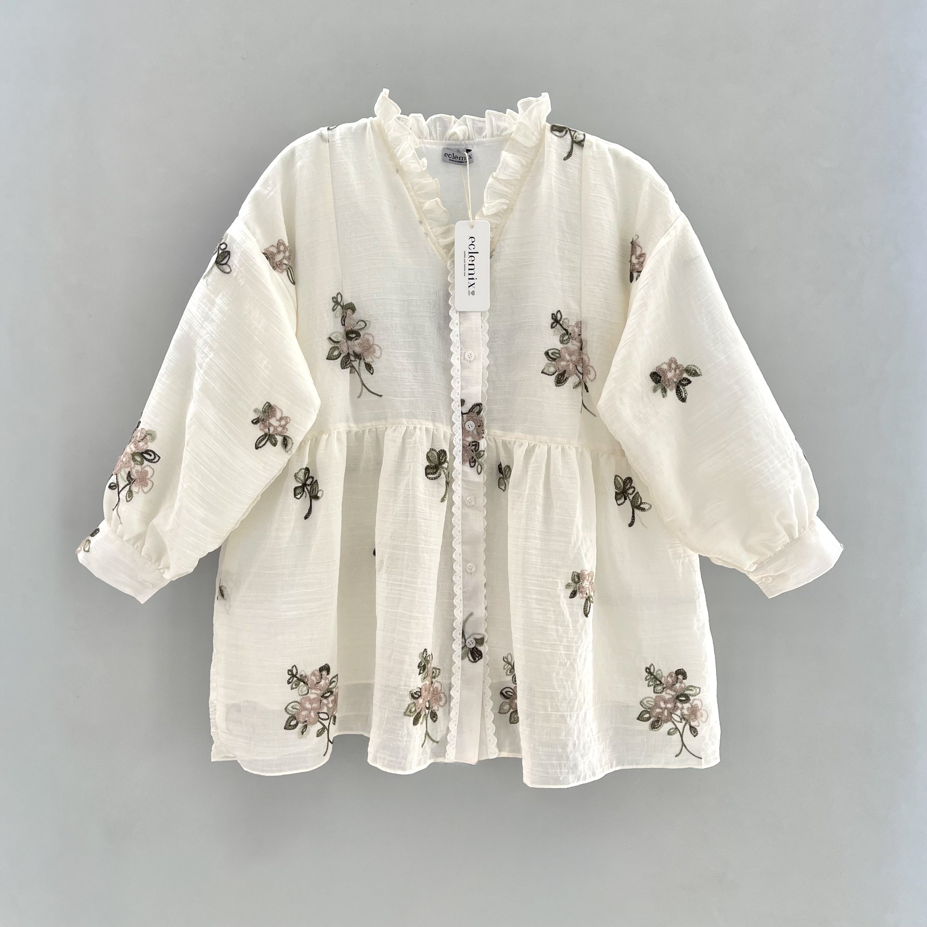 Image of Eclemix Top Elara | Atasan Wanita Blouse Polos Kerah Frill