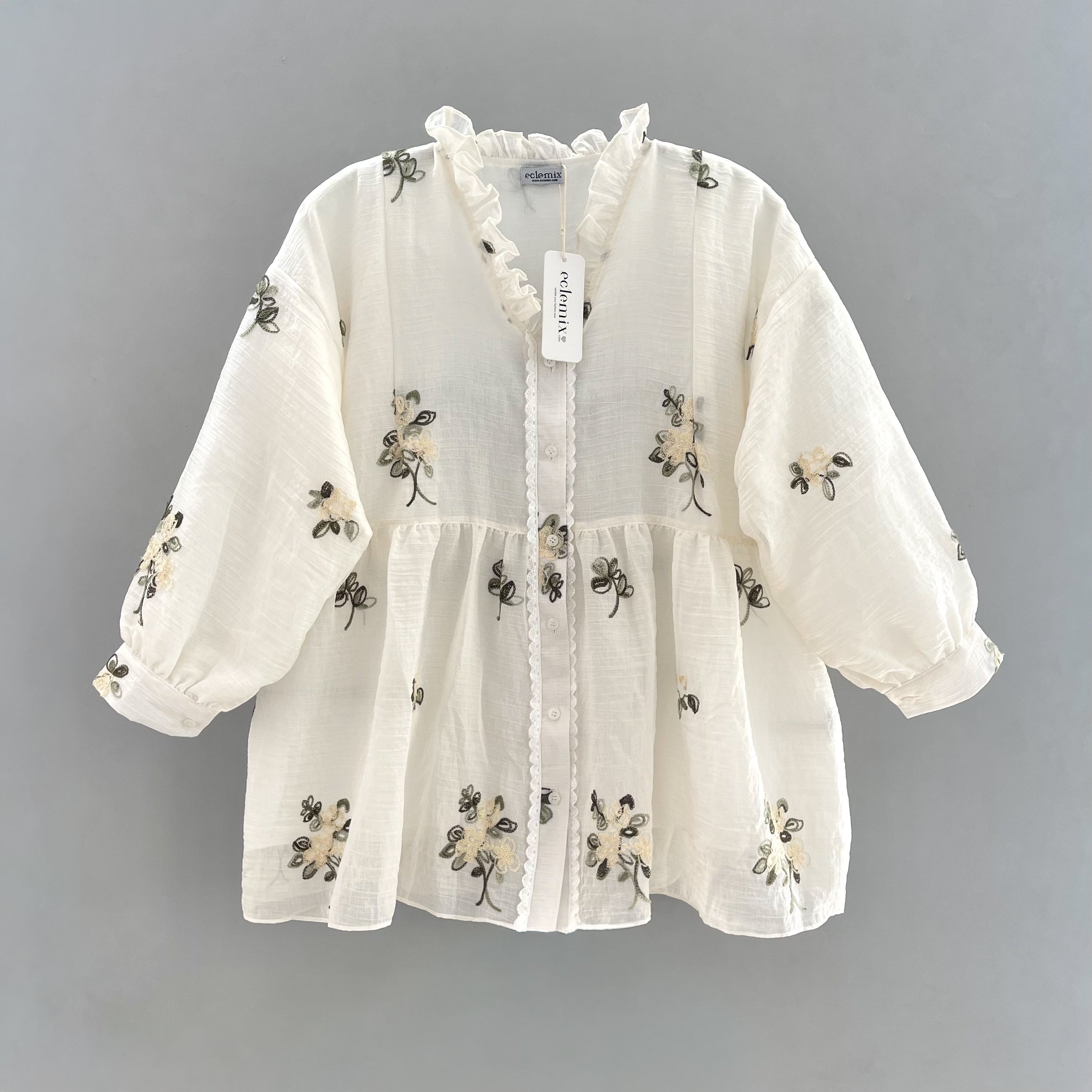 Image of Eclemix Top Elara | Atasan Wanita Blouse Polos Kerah Frill