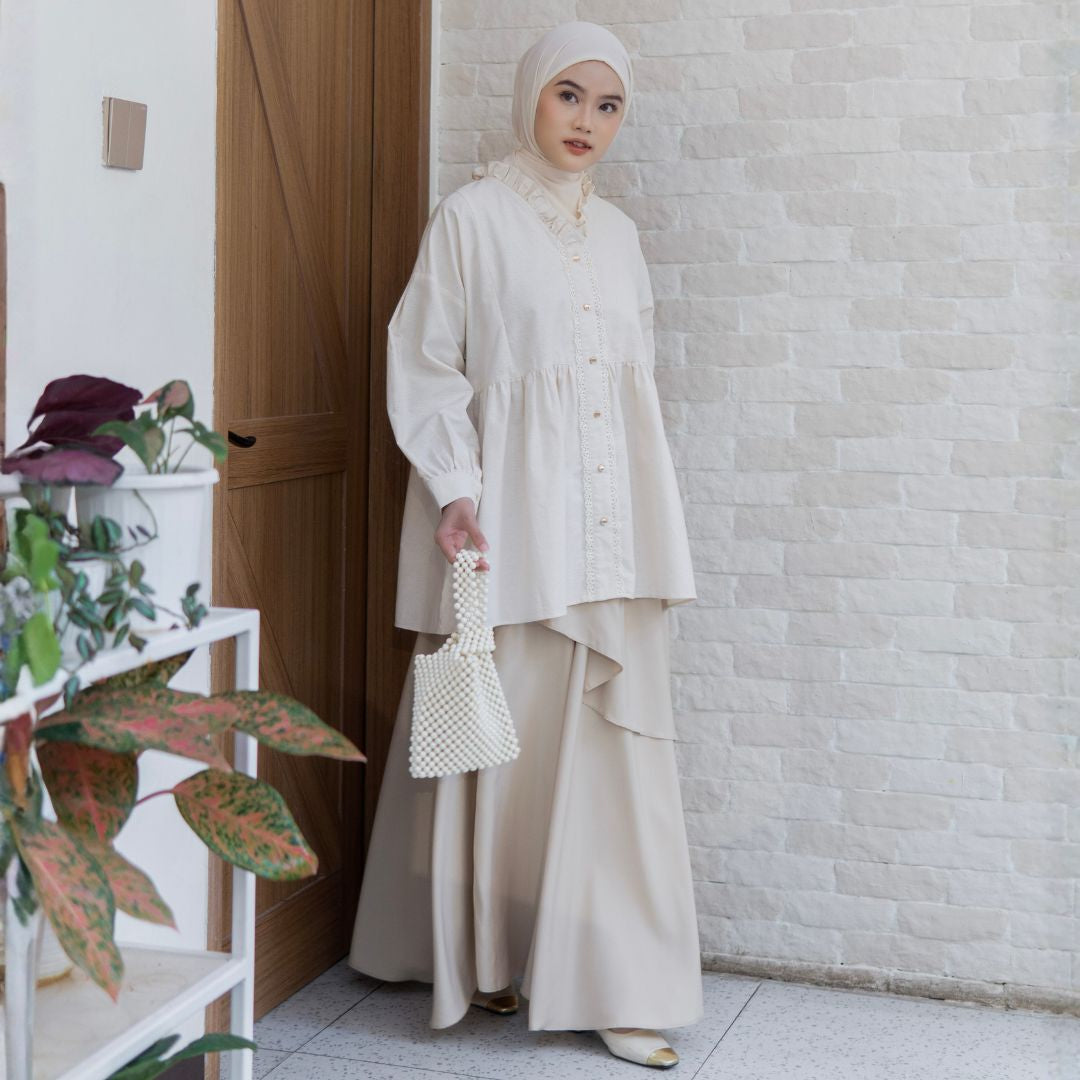 Image of Eclemix Top Elara | Atasan Wanita Blouse Polos Kerah Frill