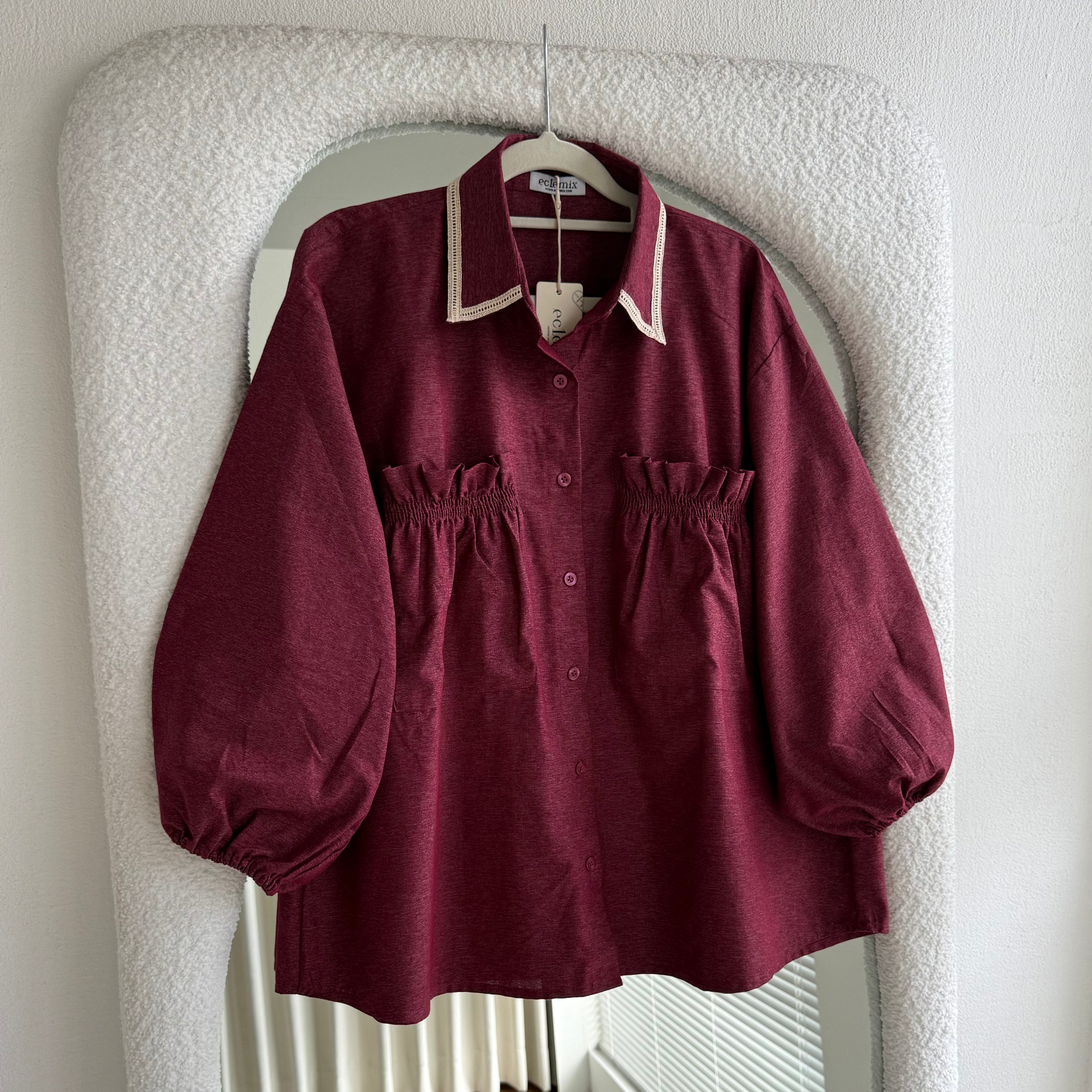 Eclemix Top Yumana | Atasan Wanita Kemeja Daily Basic Saku Loose