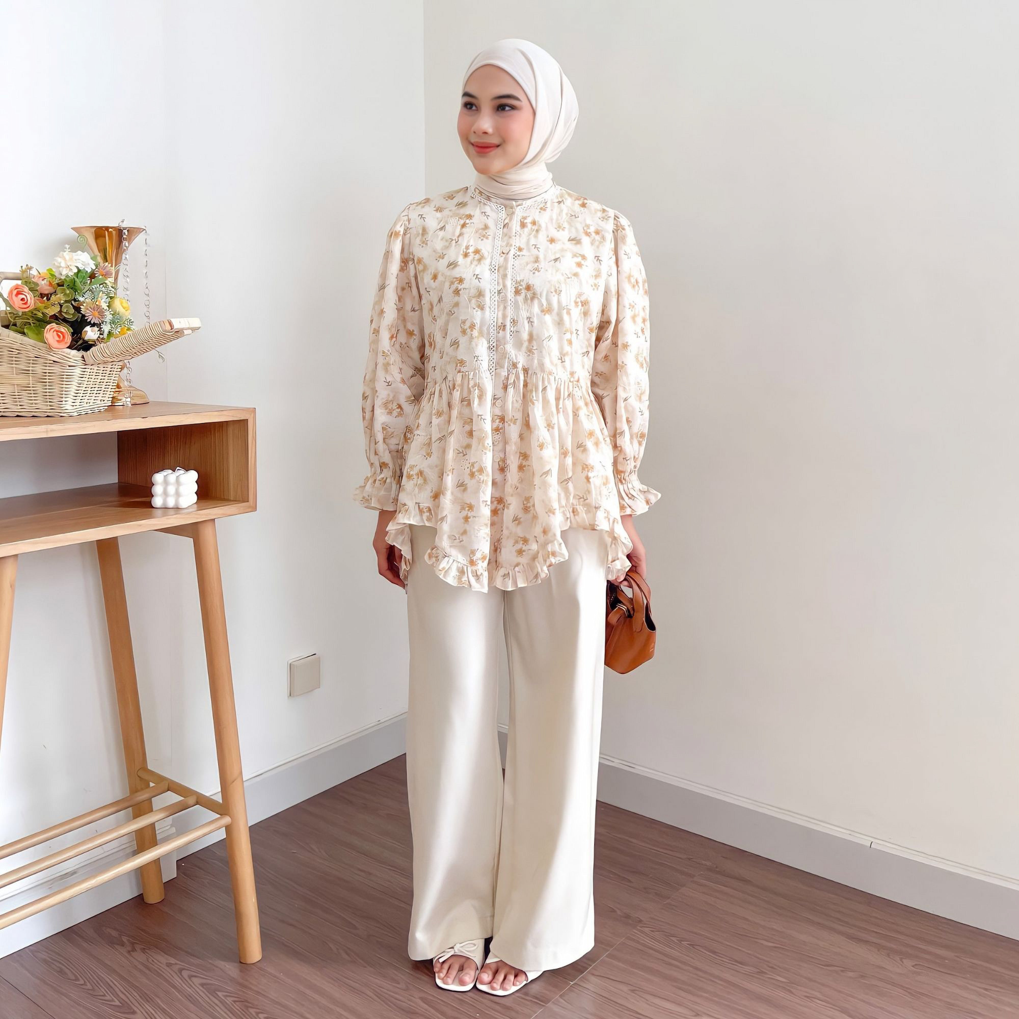 Image of Eclemix Top Hyona | Atasan Wanita Blouse Ruffle Lengan Balon