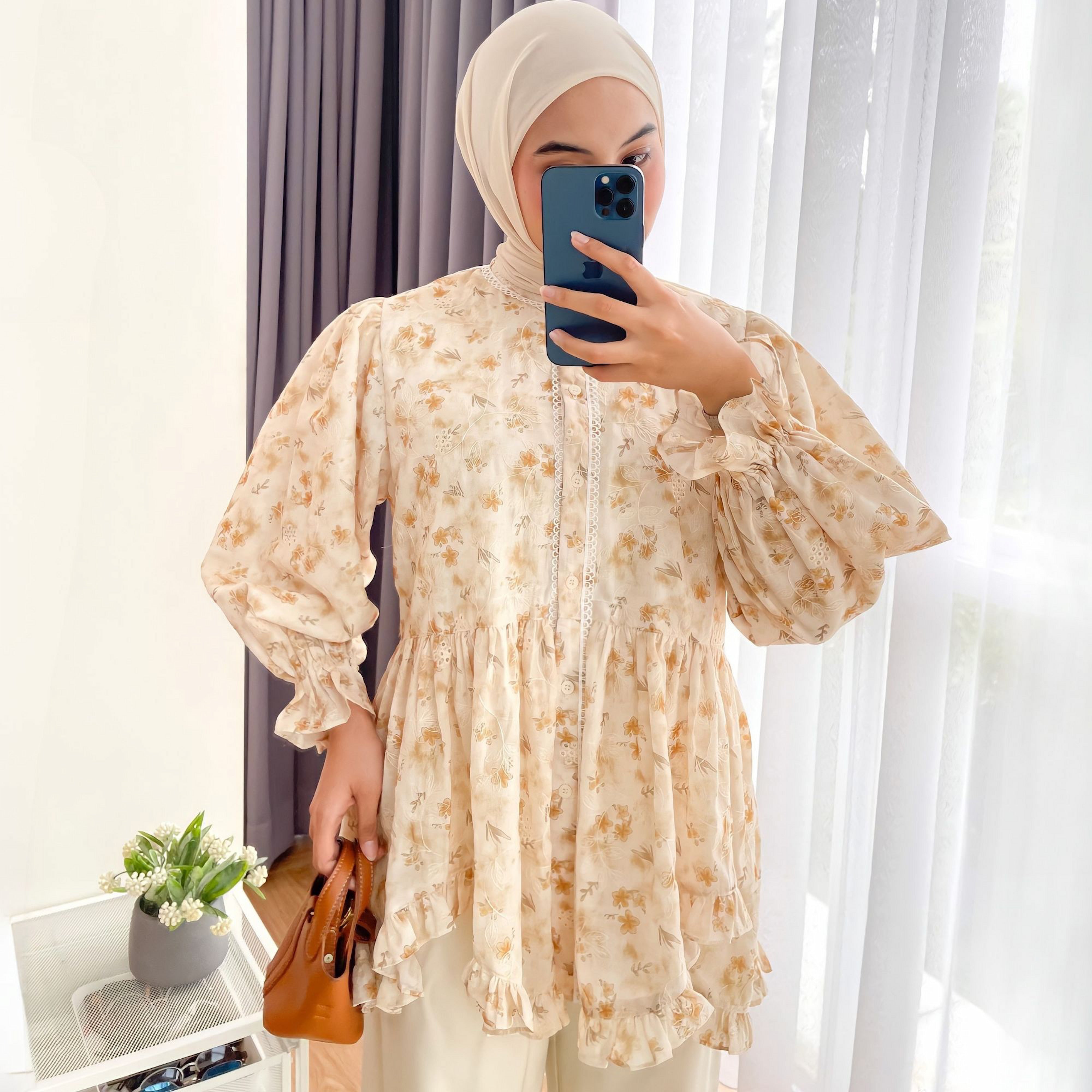 Image of Eclemix Top Hyona | Atasan Wanita Blouse Ruffle Lengan Balon