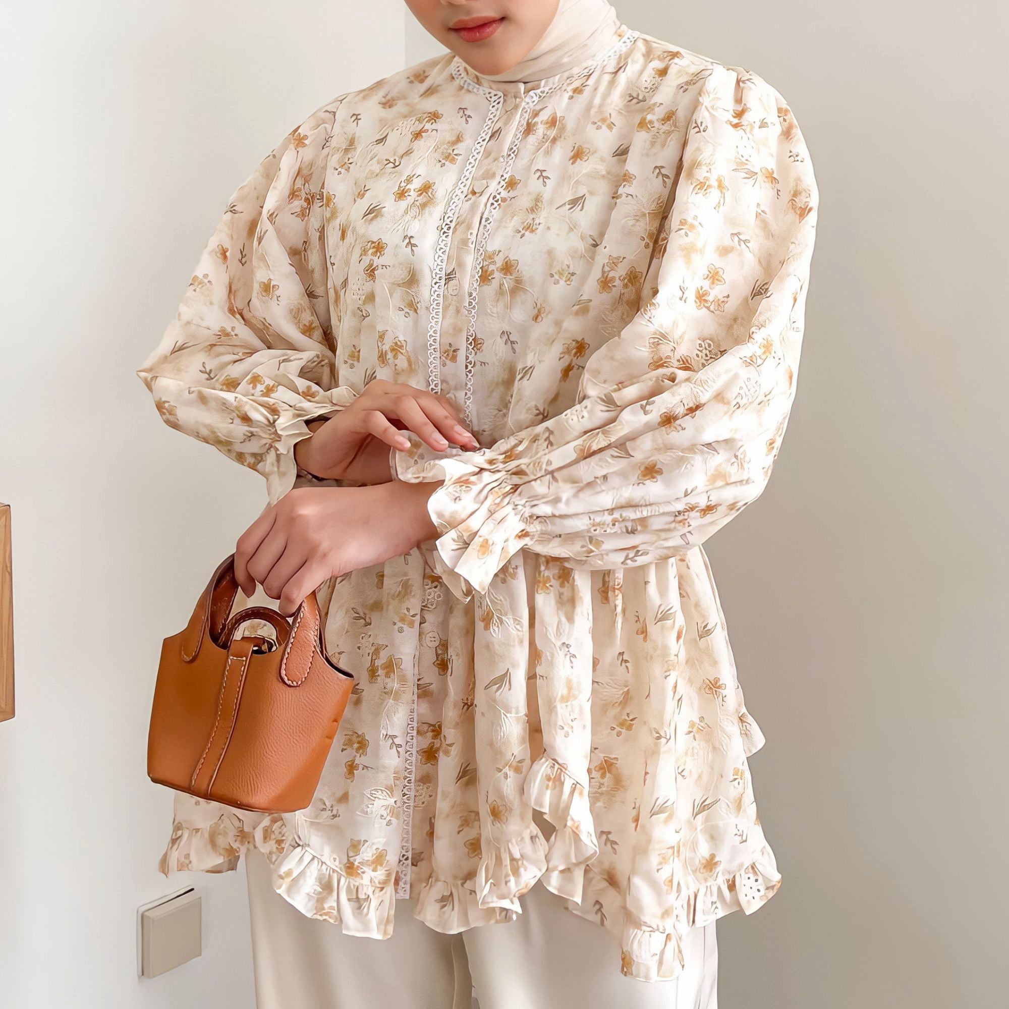 Image of Eclemix Top Hyona | Atasan Wanita Blouse Ruffle Lengan Balon