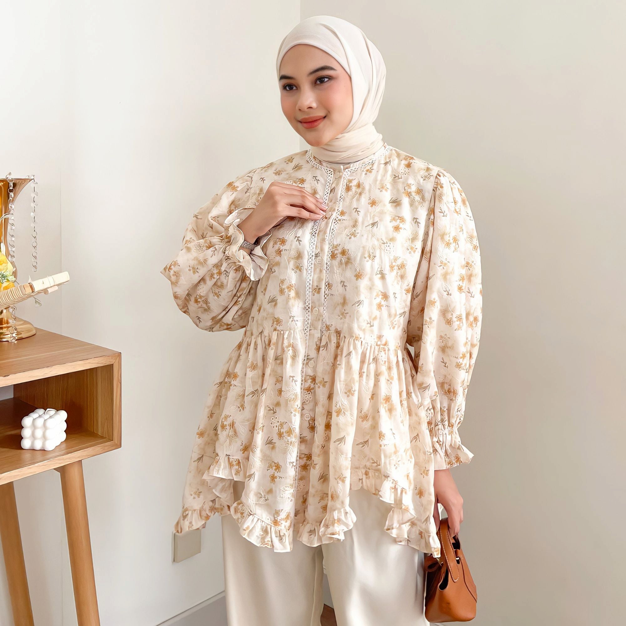 Image of Eclemix Top Hyona | Atasan Wanita Blouse Ruffle Lengan Balon