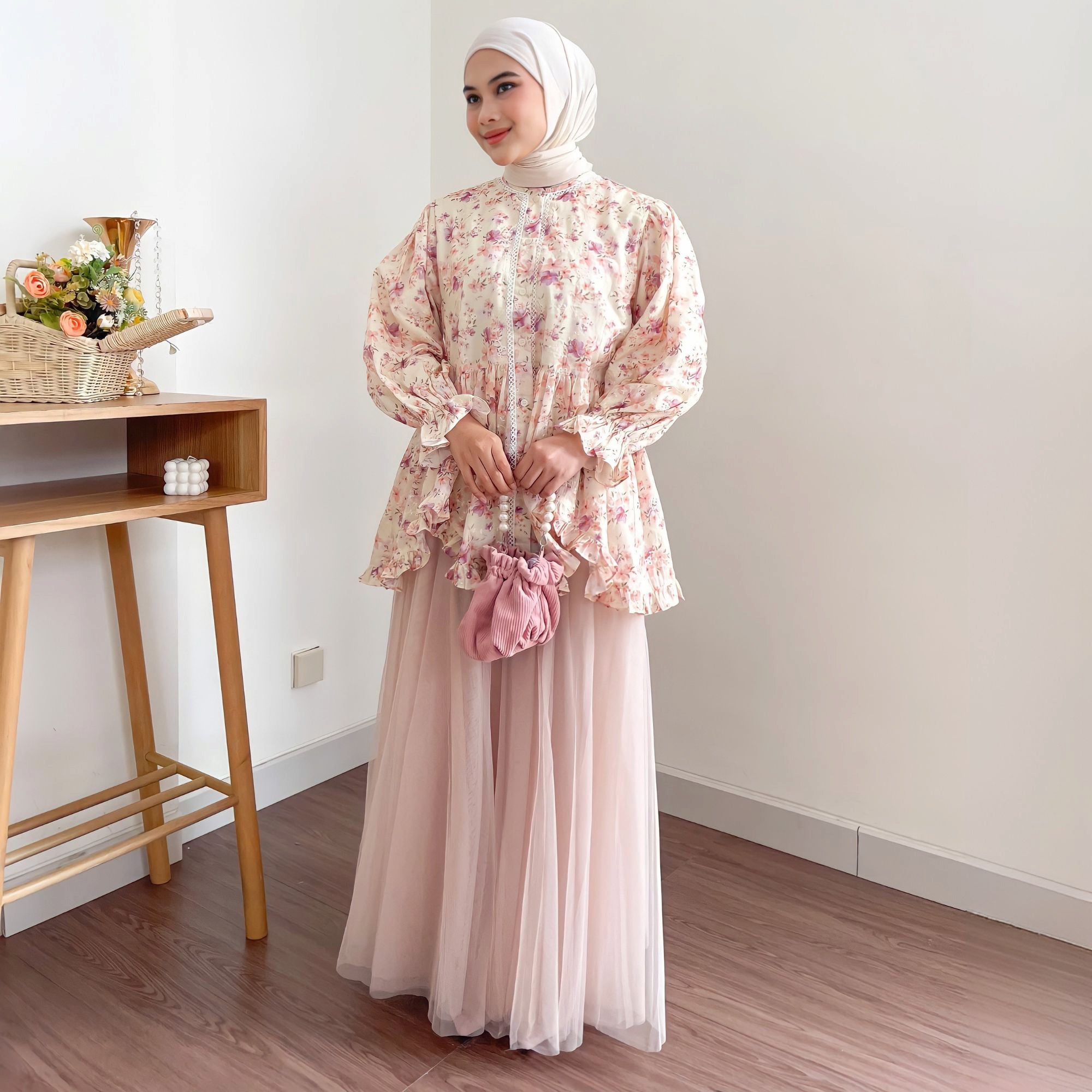 Image of Eclemix Top Hyona | Atasan Wanita Blouse Ruffle Lengan Balon