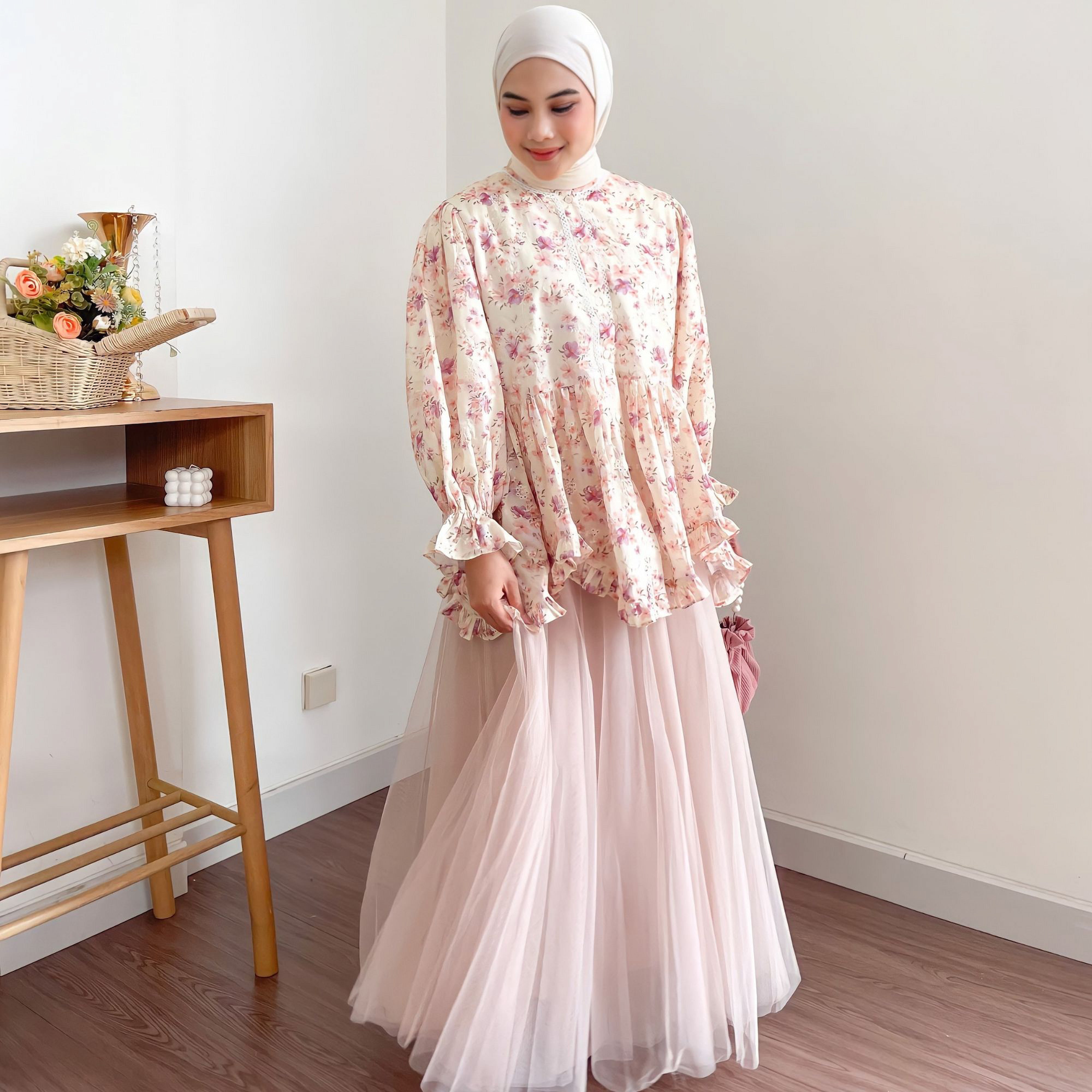 Image of Eclemix Top Hyona | Atasan Wanita Blouse Ruffle Lengan Balon