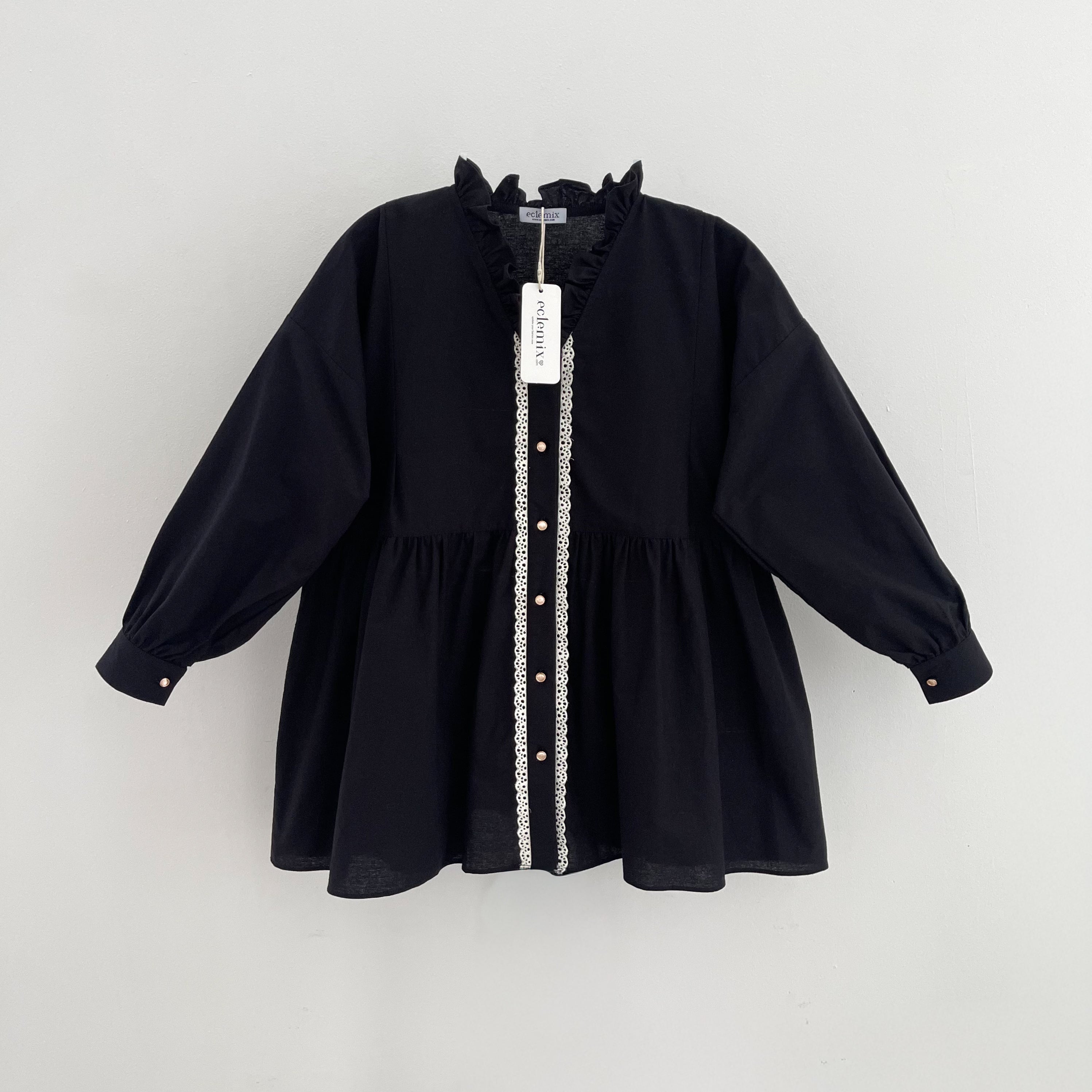 Image of Eclemix Top Elara | Atasan Wanita Blouse Polos Kerah Frill