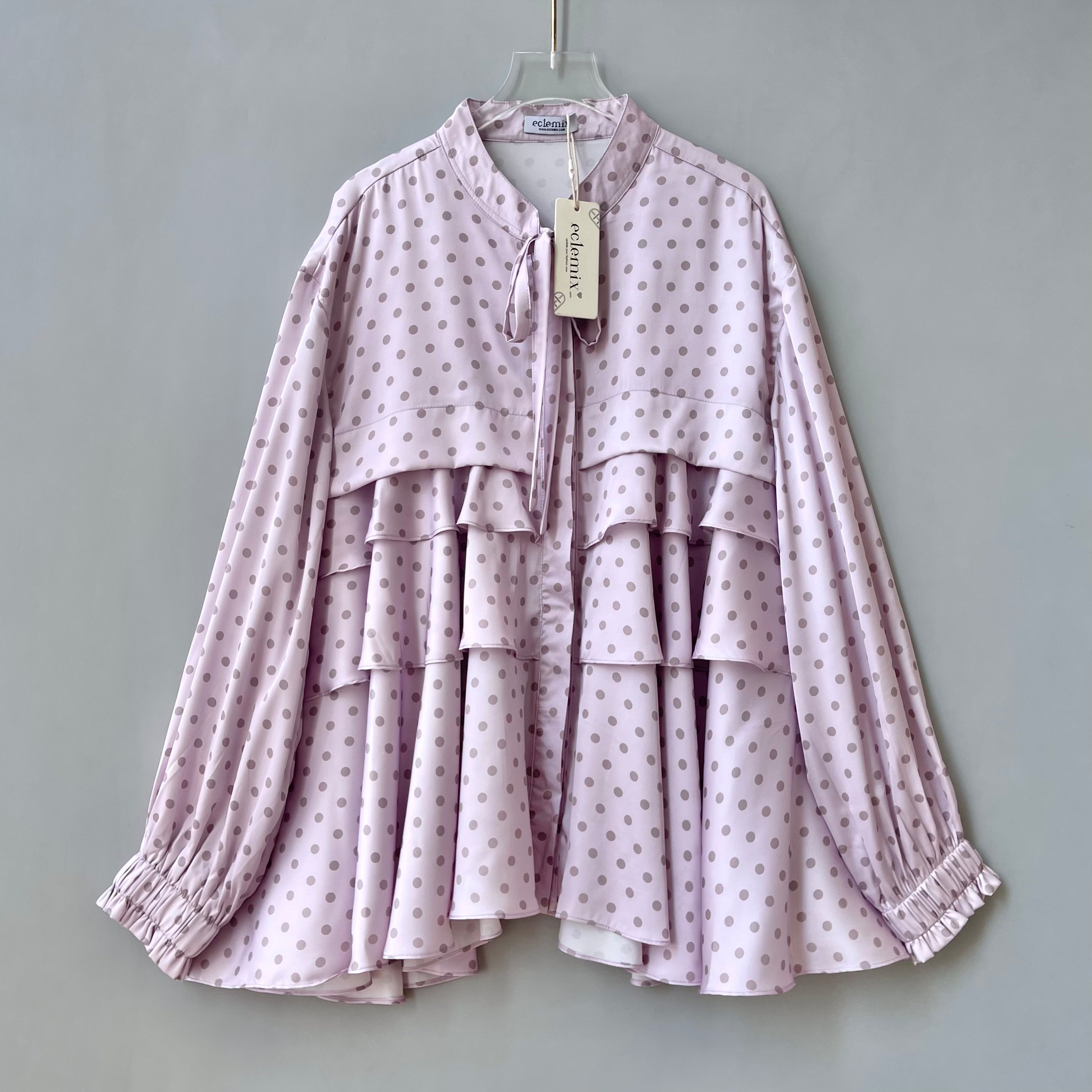 Image of Eclemix Top Sassi | Ruffle Blouse Polkadot Korean Style