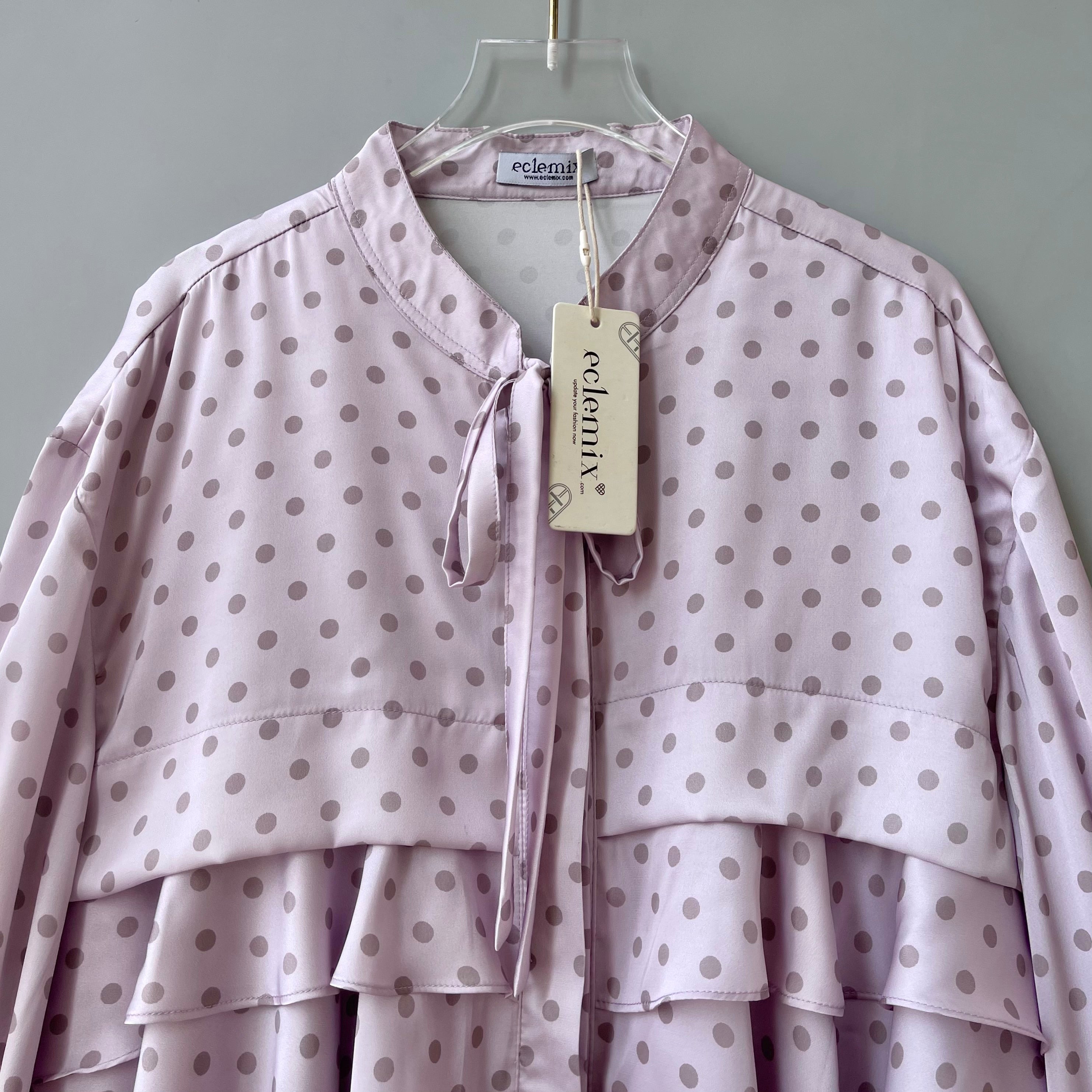 Image of Eclemix Top Sassi | Ruffle Blouse Polkadot Korean Style