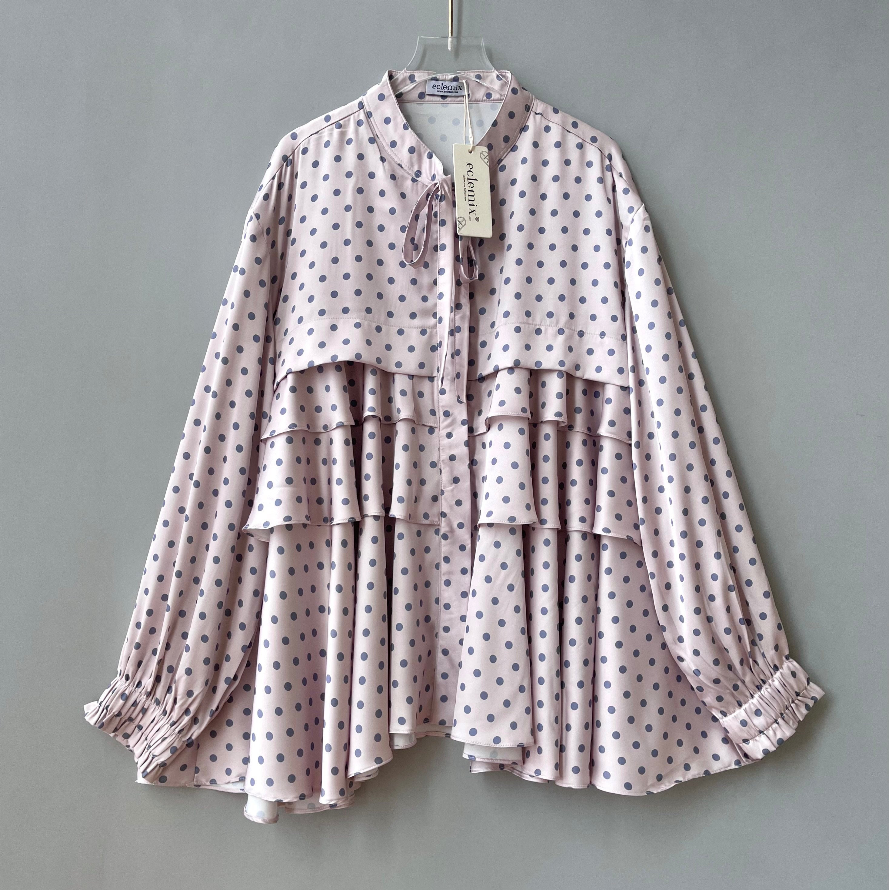 Eclemix Top Sassi | Ruffle Blouse Polkadot Korean Style
