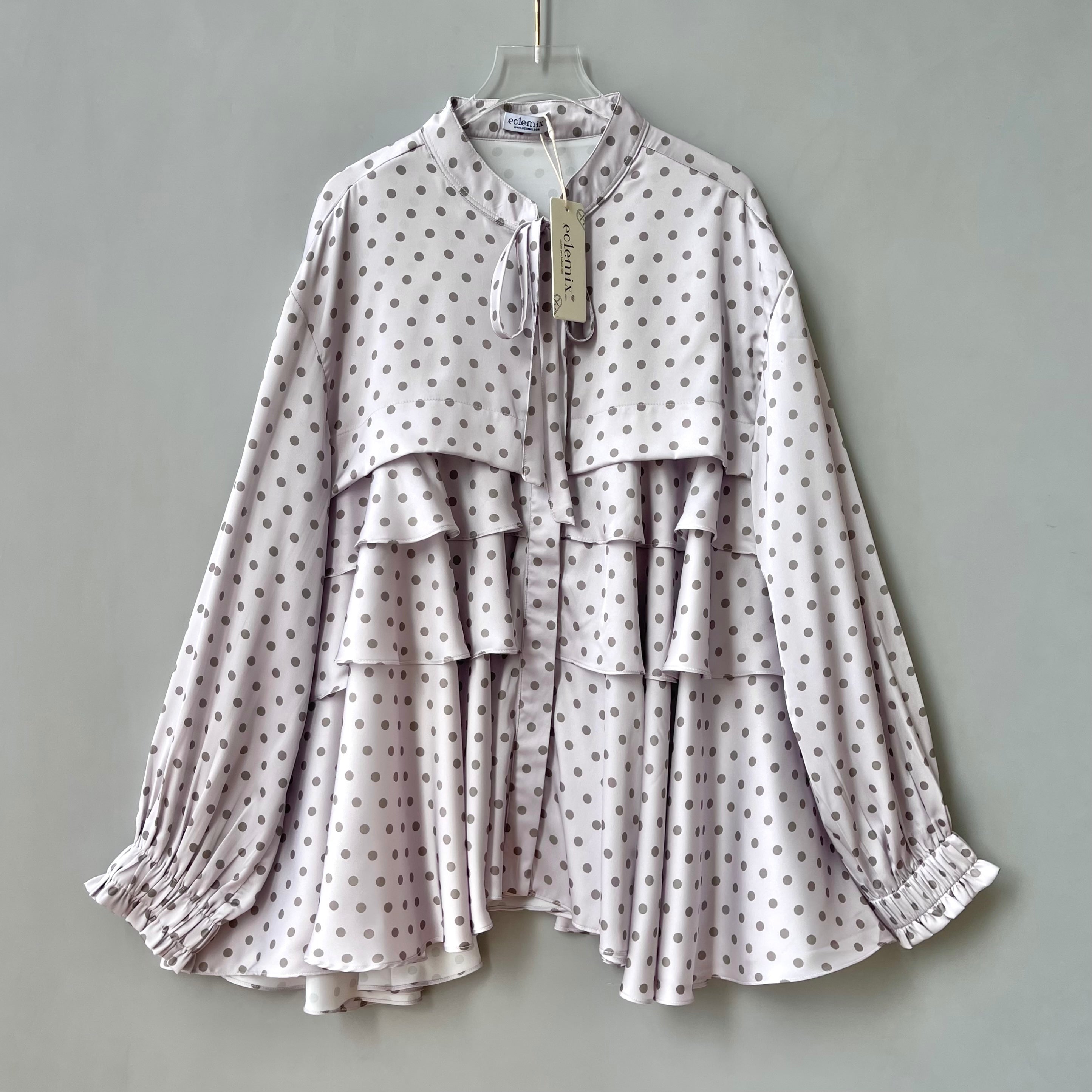 Eclemix Top Sassi | Ruffle Blouse Polkadot Korean Style