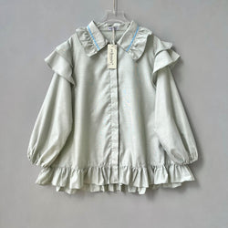 Image of Eclemix Top Namira | Atasan Wanita Kemeja Kancing Polos Ruffle