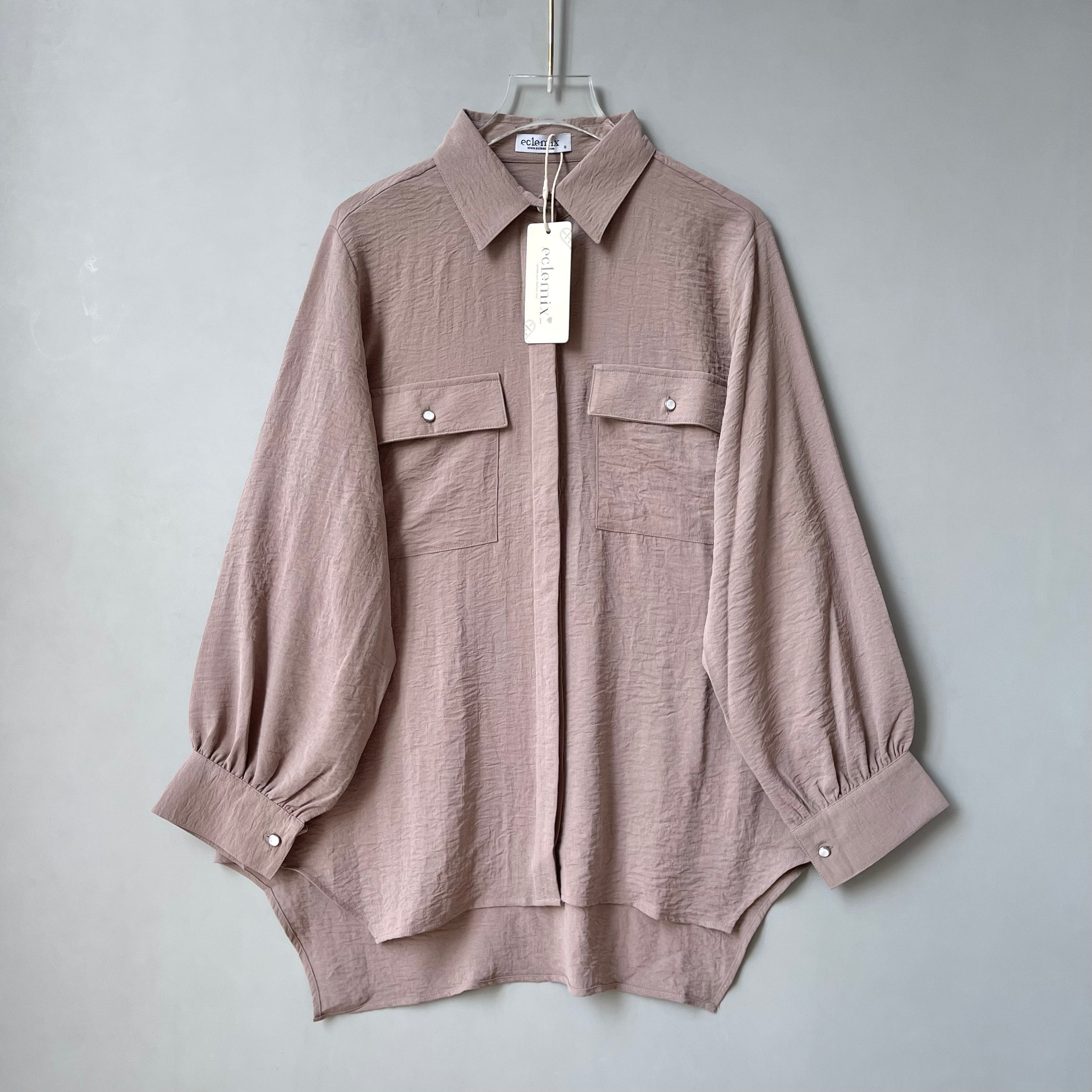 Eclemix Top Niki |Atasan Kemeja Wanita Daily Basic Polos