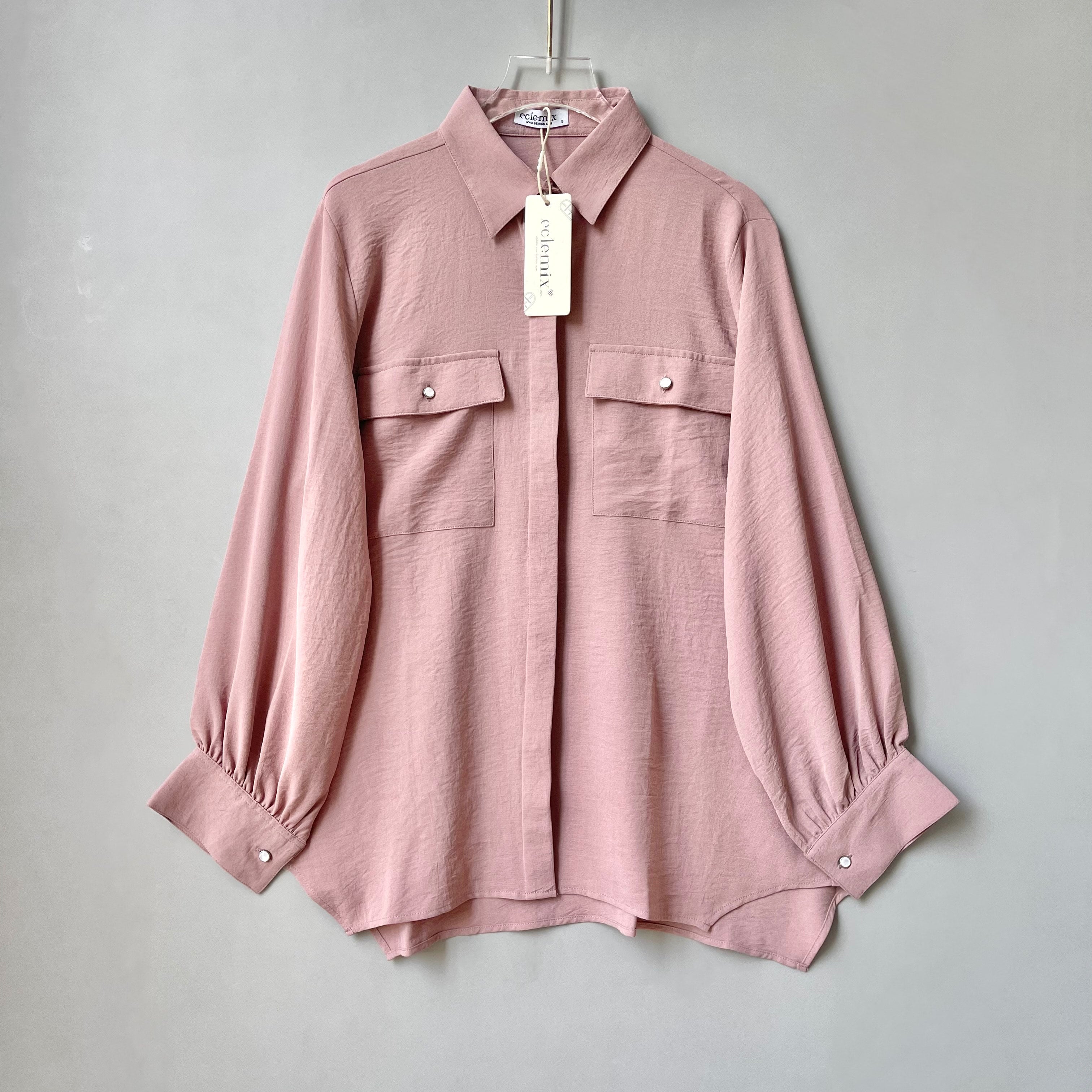 Eclemix Top Niki |Atasan Kemeja Wanita Daily Basic Polos