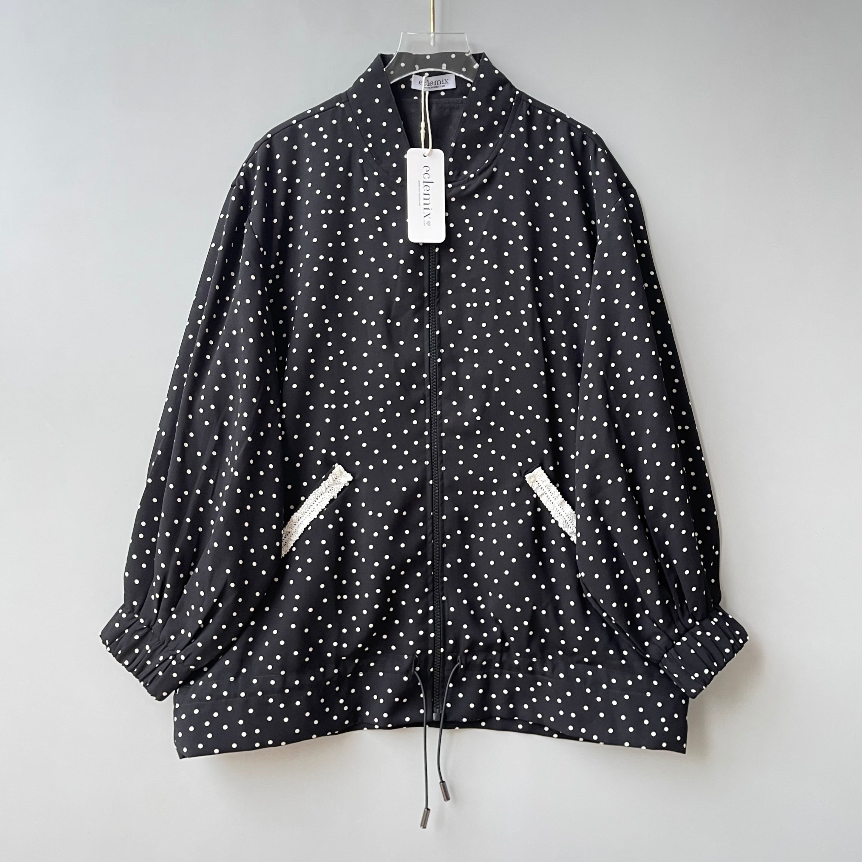 Eclemix Jacket Noira |Jaket Wanita Motif Polkadot