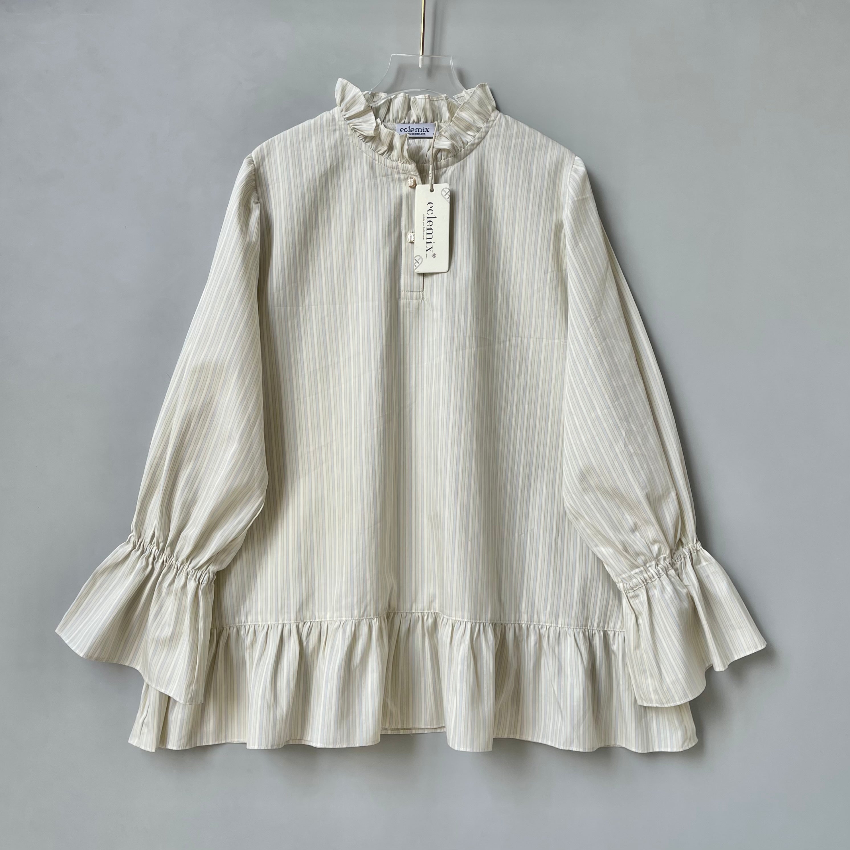 Eclemix Top Sanata | Atasan Wanita Blouse Lengan Panjang Kerah Frill