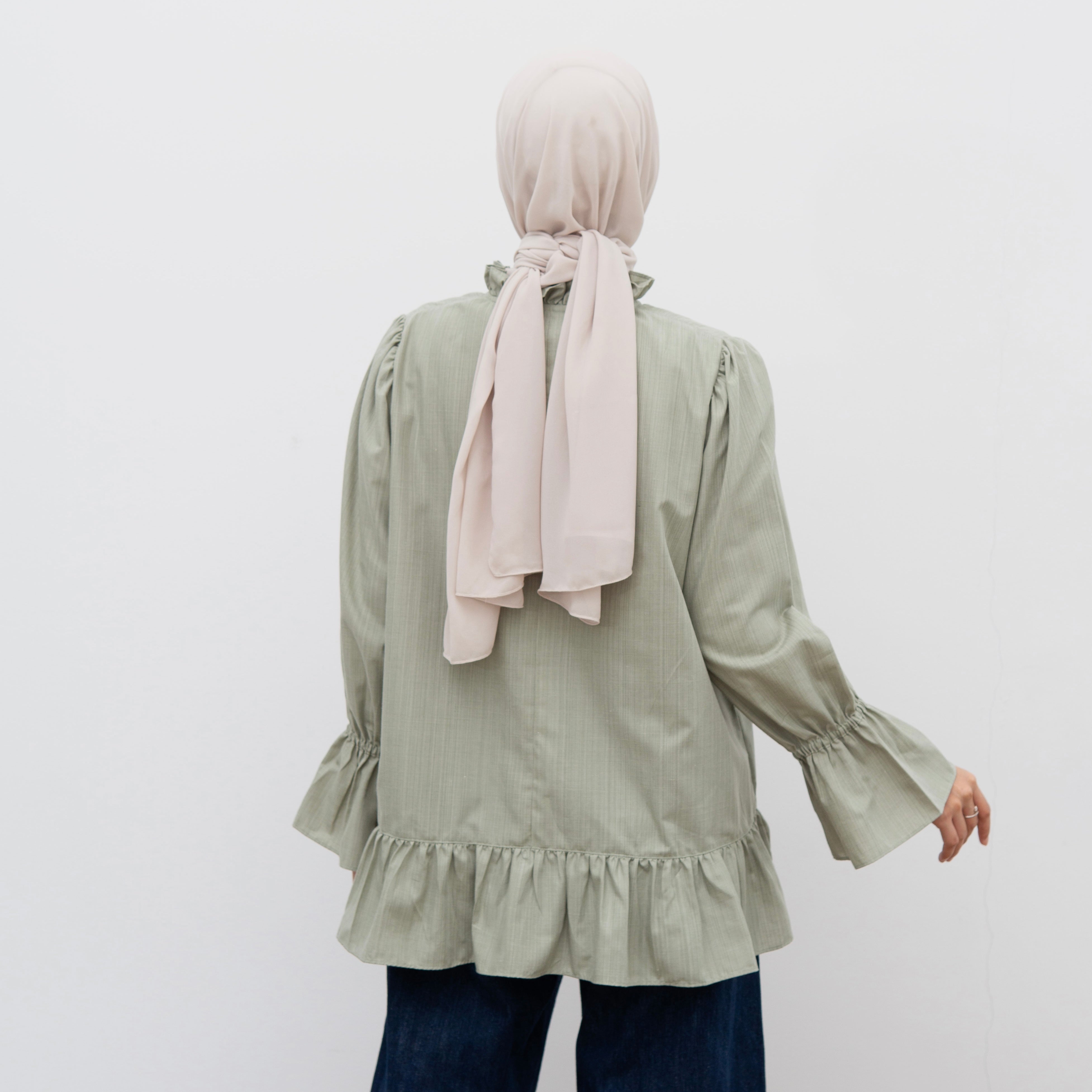 Eclemix Top Sanata | Atasan Wanita Blouse Lengan Panjang Kerah Frill