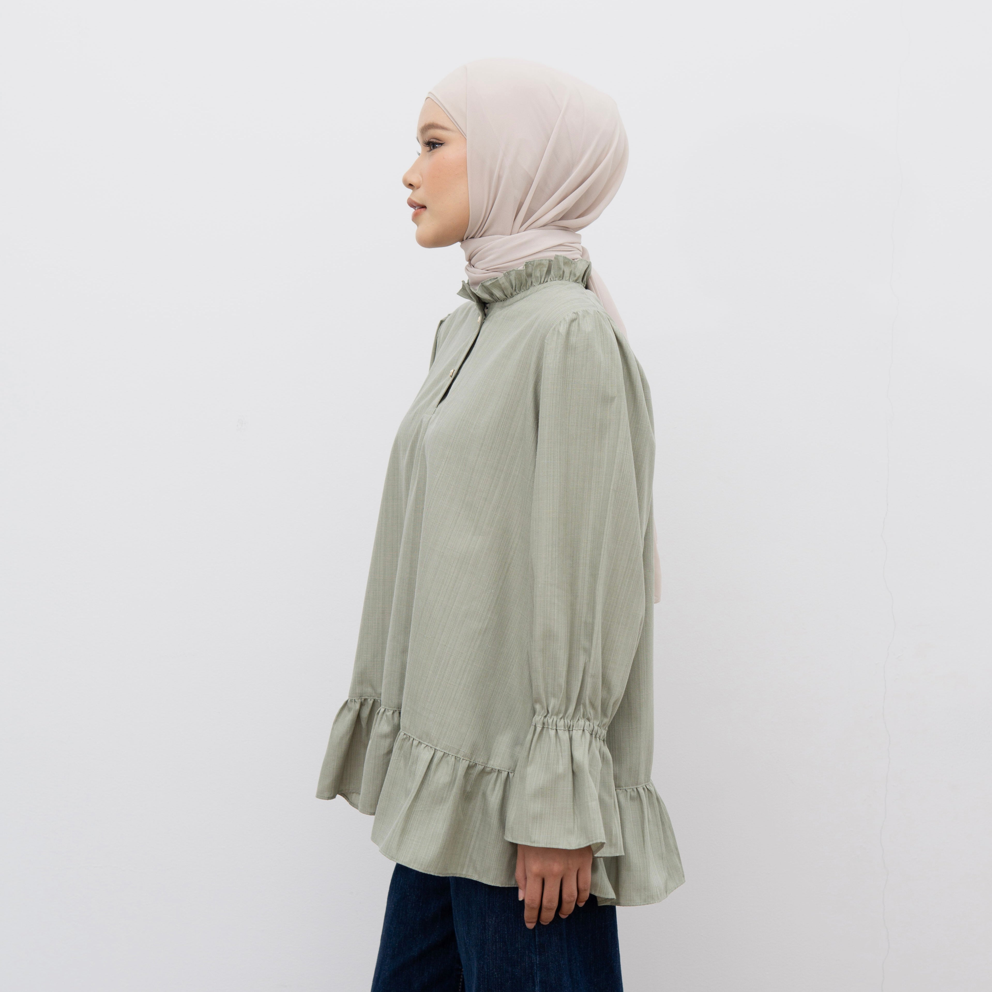 Image of Eclemix Top Sanata | Atasan Wanita Blouse Lengan Panjang Kerah Frill