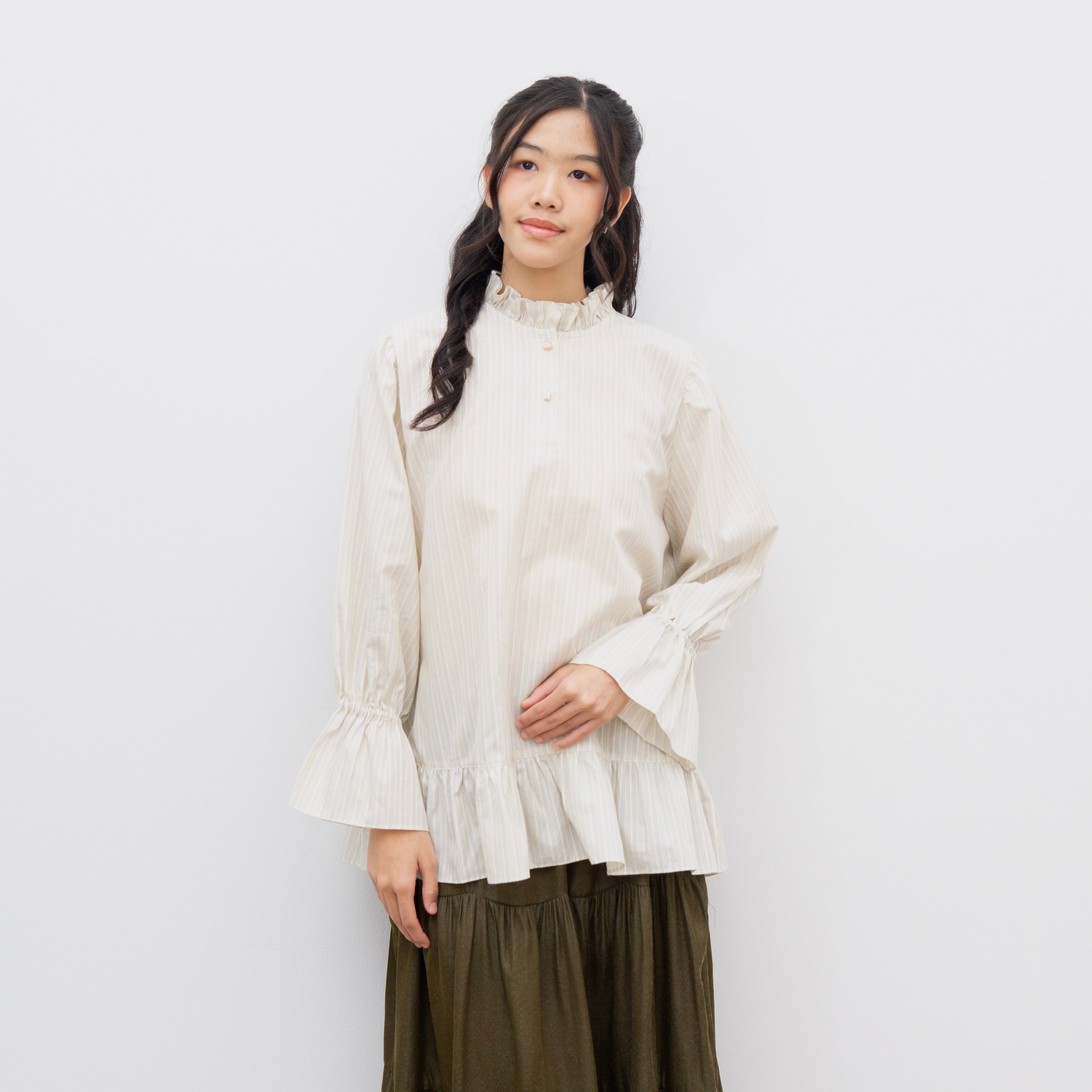 Image of Eclemix Top Sanata | Atasan Wanita Blouse Lengan Panjang Kerah Frill