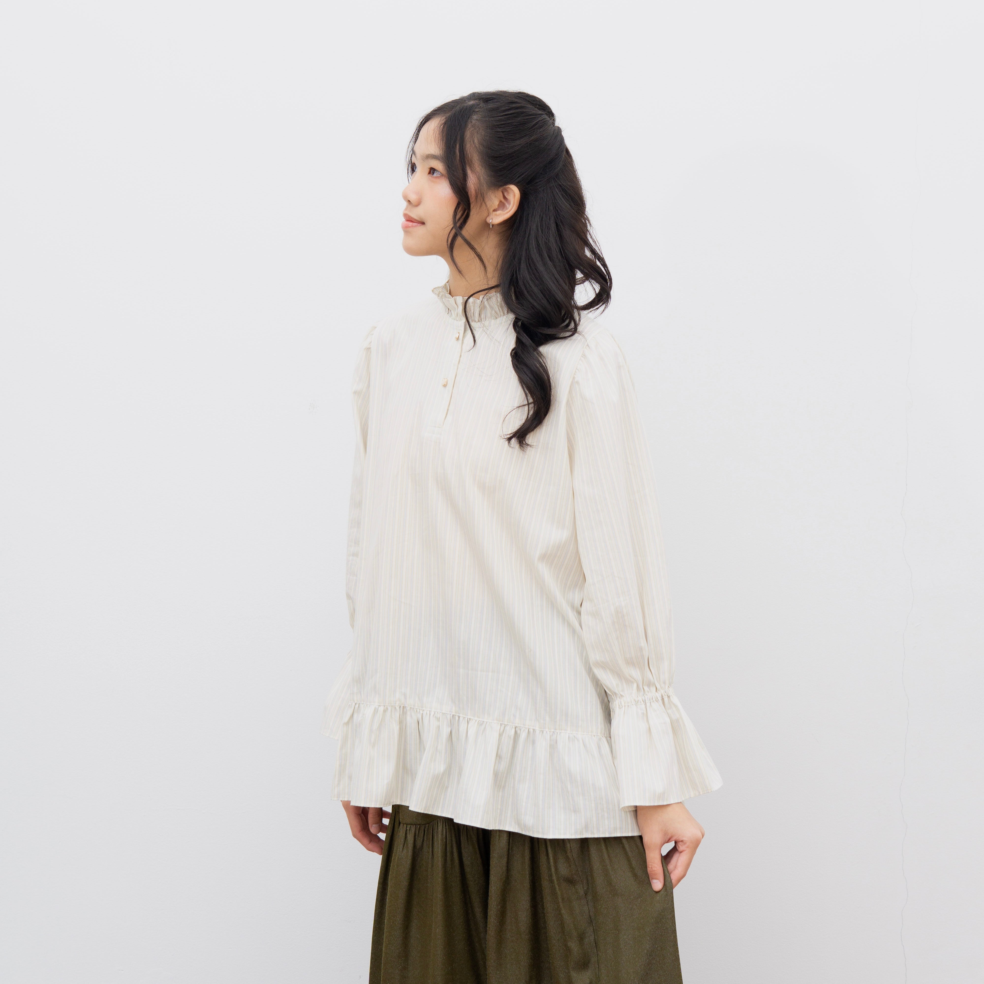 Image of Eclemix Top Sanata | Atasan Wanita Blouse Lengan Panjang Kerah Frill