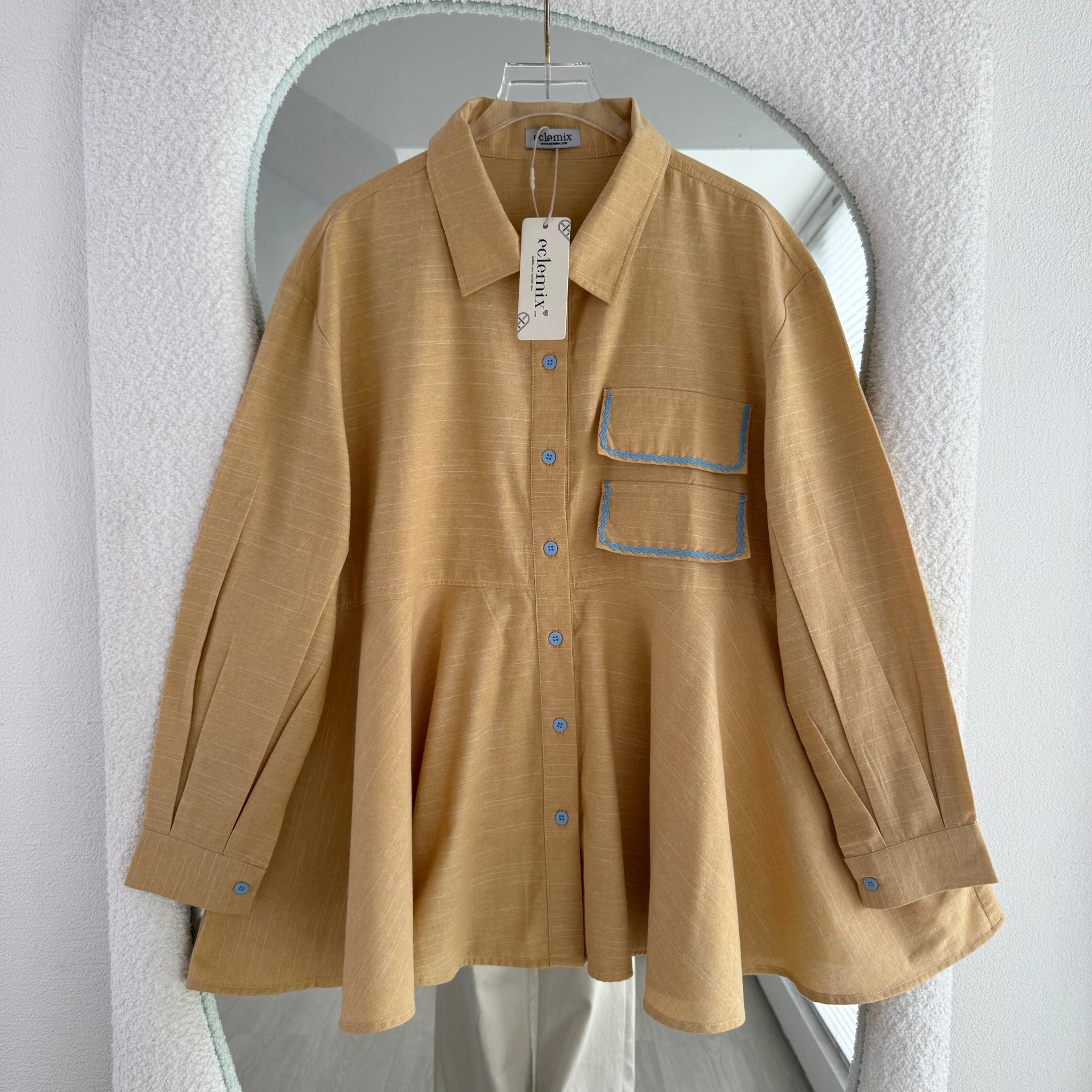 Eclemix Top Yeerin | Atasan Wanita Blouse Kancing Depan