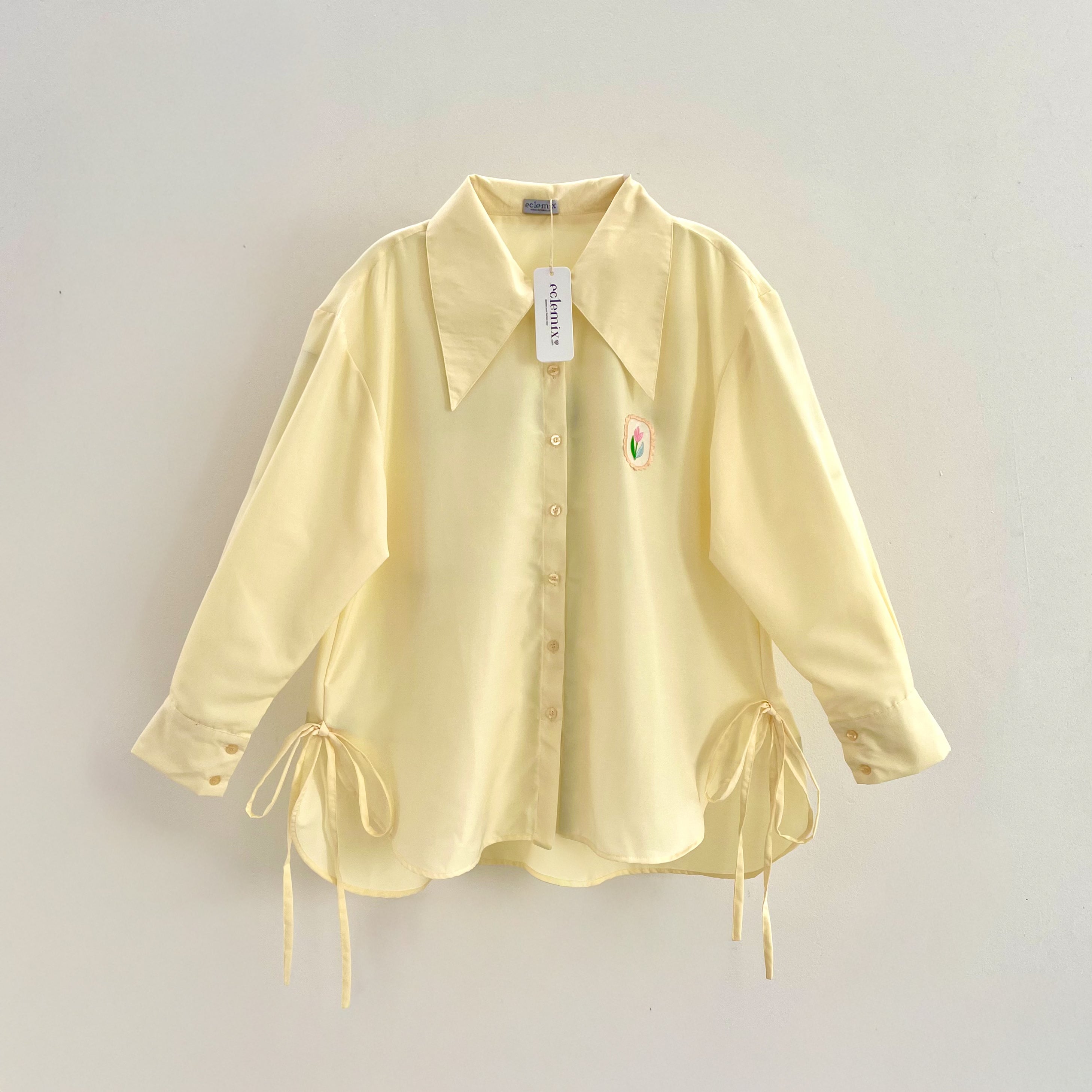 Image of Eclemix Top Mayleen | Atasan Wanita Kemeja Oversize Patch Tali Samping