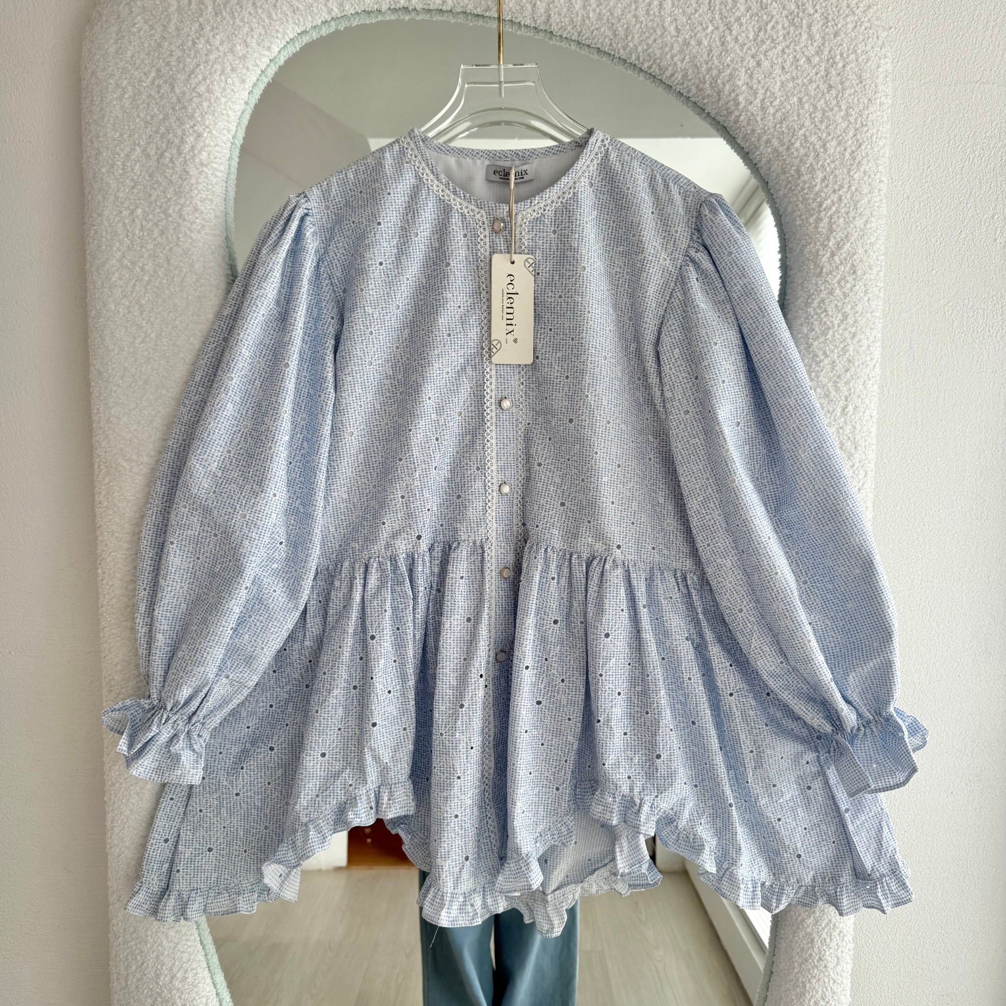 Eclemix Top Hyona | Atasan Wanita Blouse Ruffle Lengan Balon